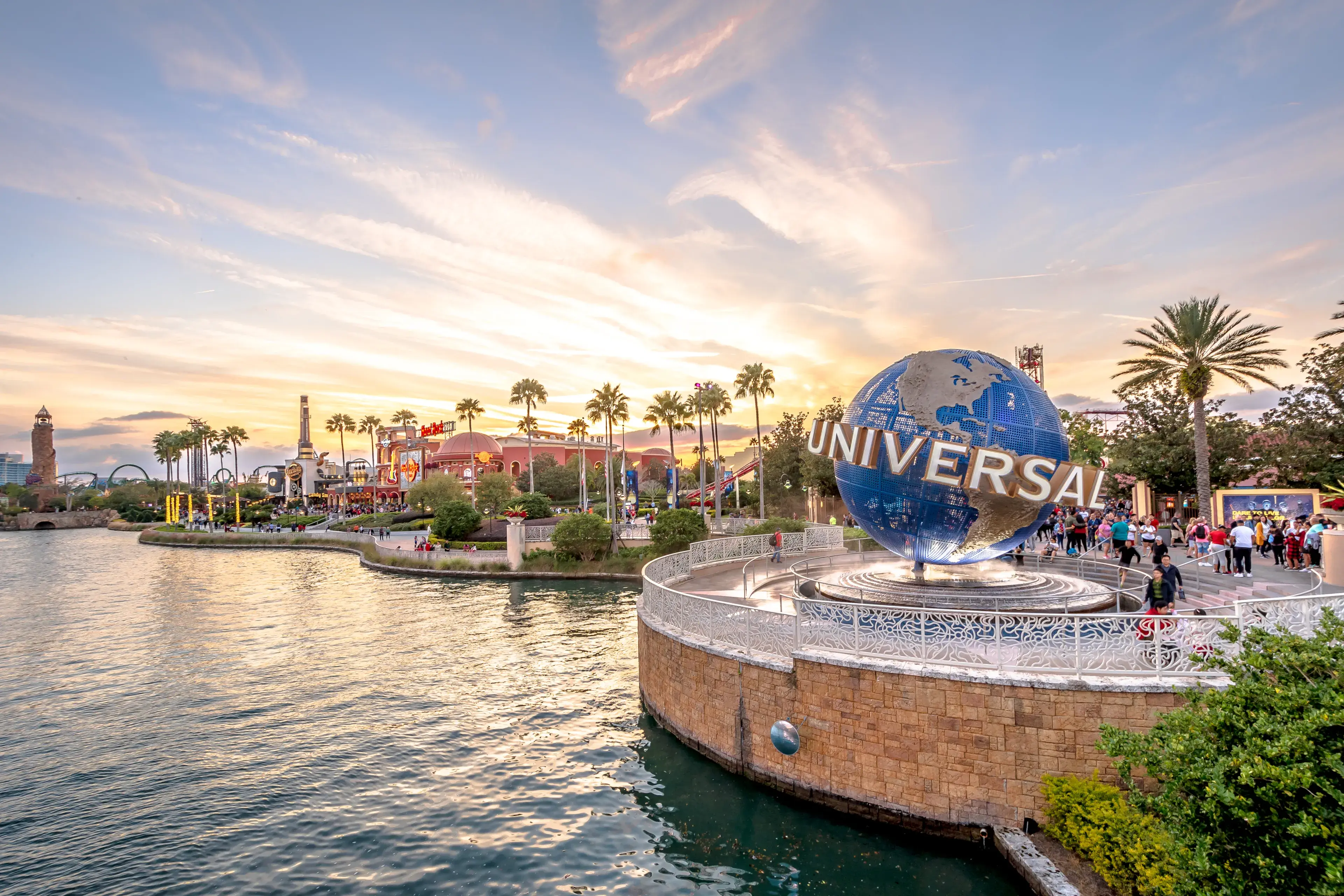 Orlando,Florida / United State - December 25 2018 : Universal Studios globe located at the entrance to the theme park. Orlando,Florida / United State - December 25 2018 : Universal Studios globe located at the entrance to the theme park.