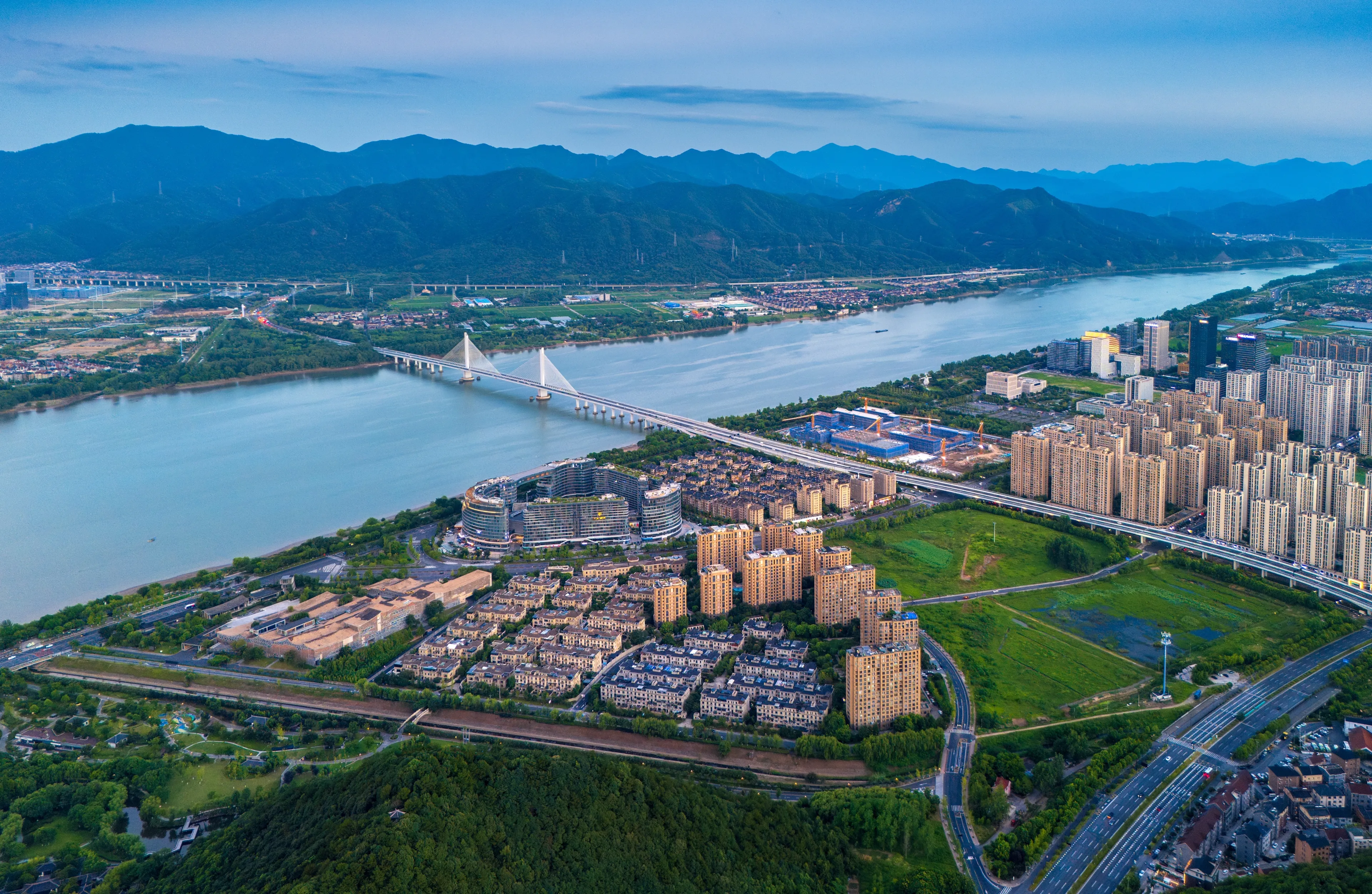 May 9, 2025: Urban environment of Fuyang Bridge, Fuyang District, Hangzhou, China