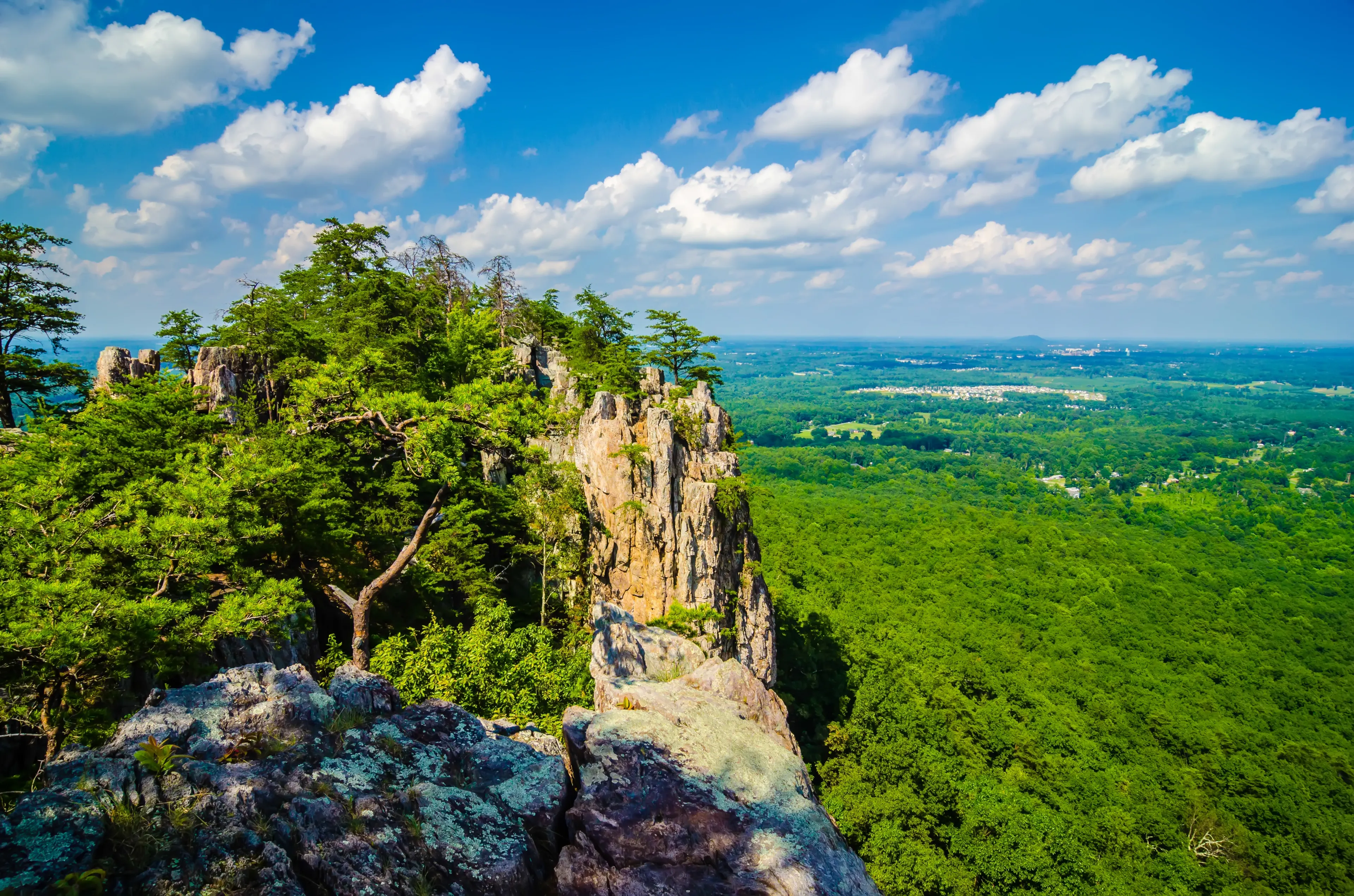 beautiful aerial landscape views from crowders mountain near gastonia north carolina