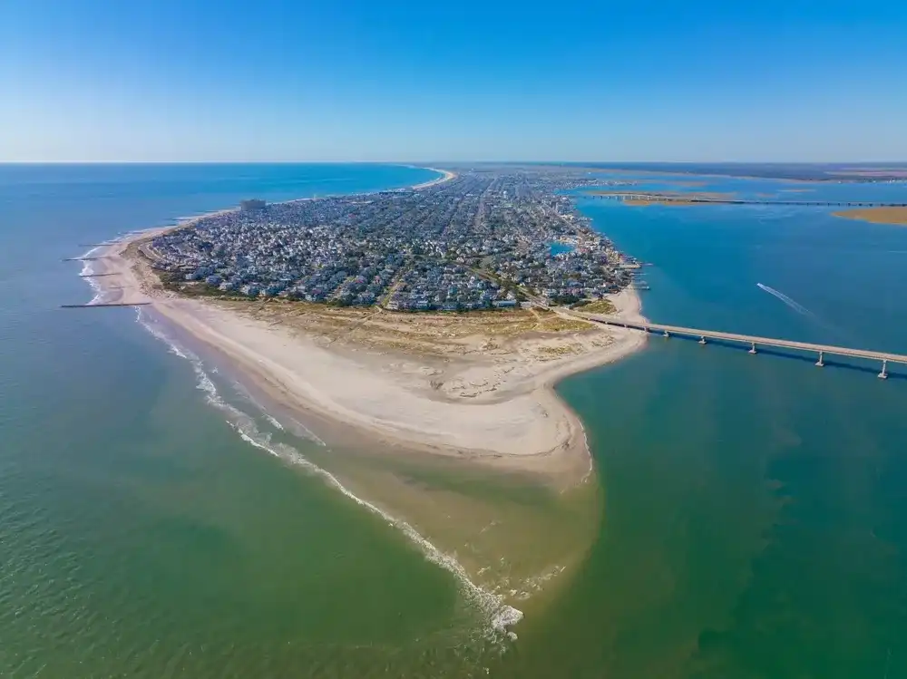 Ocean City aerial view at Great Egg Harbor at the background, Ocean City, Cape May County, New Jersey NJ, USA. Ocean City aerial view at Great Egg Harbor at the background, Ocean City, Cape May County, New Jersey NJ, USA.