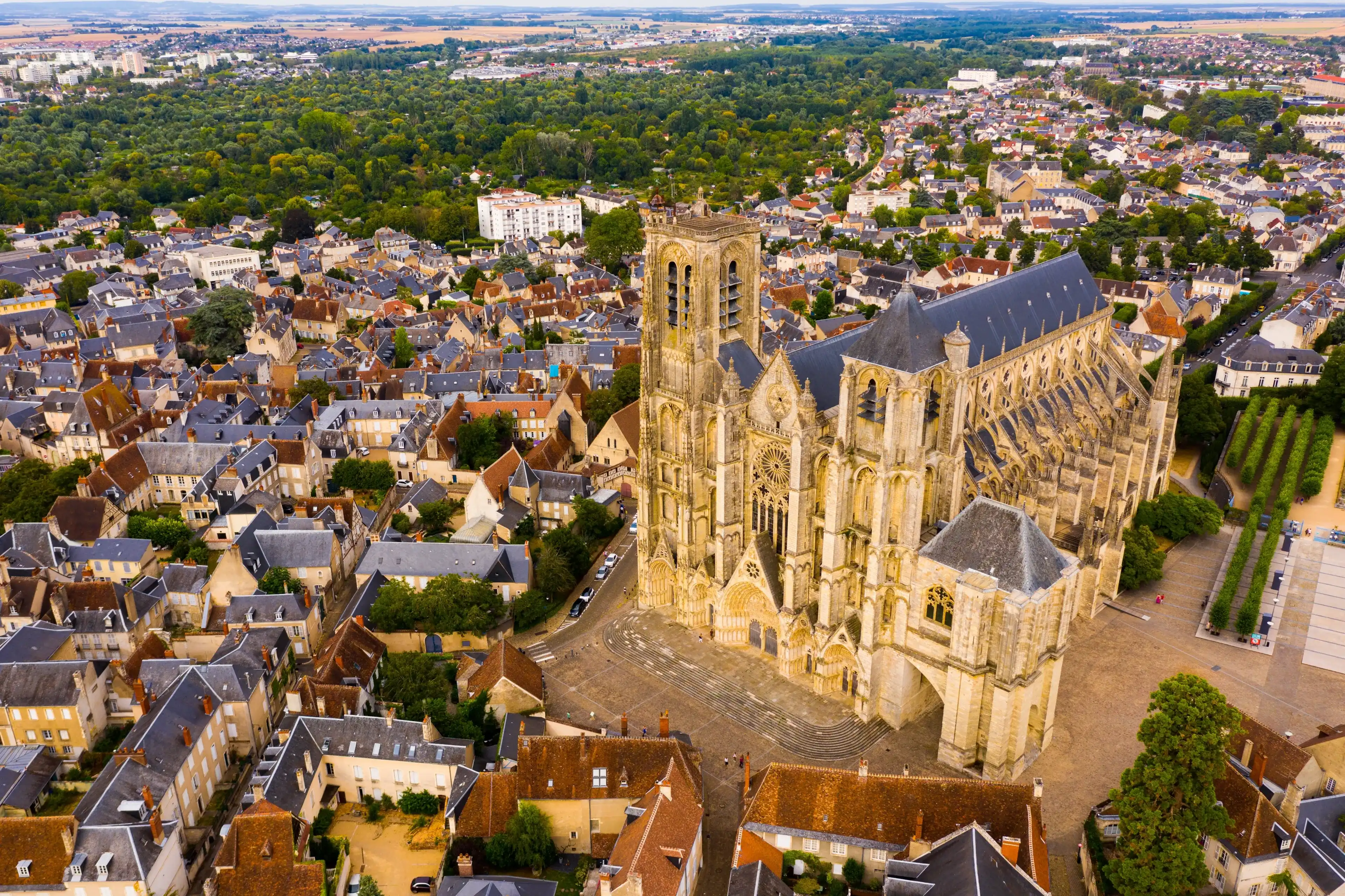 Aerial view of Vierzon town in Cher department, central France Aerial view of Vierzon town in Cher department, central France
