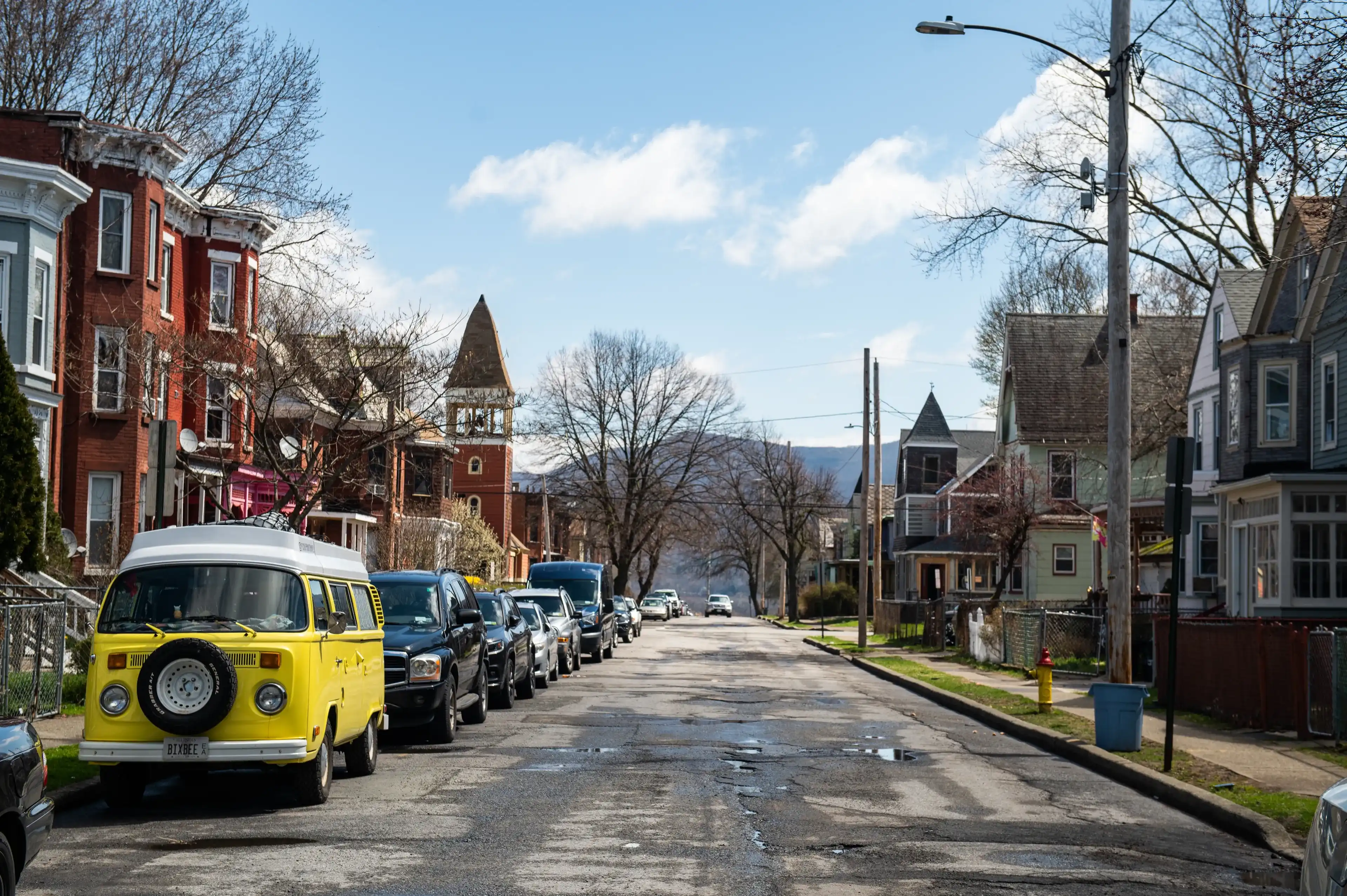 Cars are parked on the street on Courtney Avenue in the city of Newburgh, NY on Tuesday, April 12, 2022. Cars are parked on the street on Courtney Avenue in the city of Newburgh, NY on Tuesday, April 12, 2022.