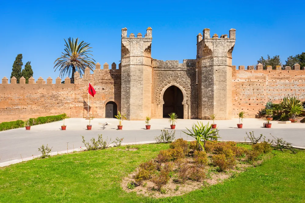 Chellah entrance gate. Chellah is a medieval fortified necropolis located in Rabat, Morocco. Rabat is the capital of Morocco.