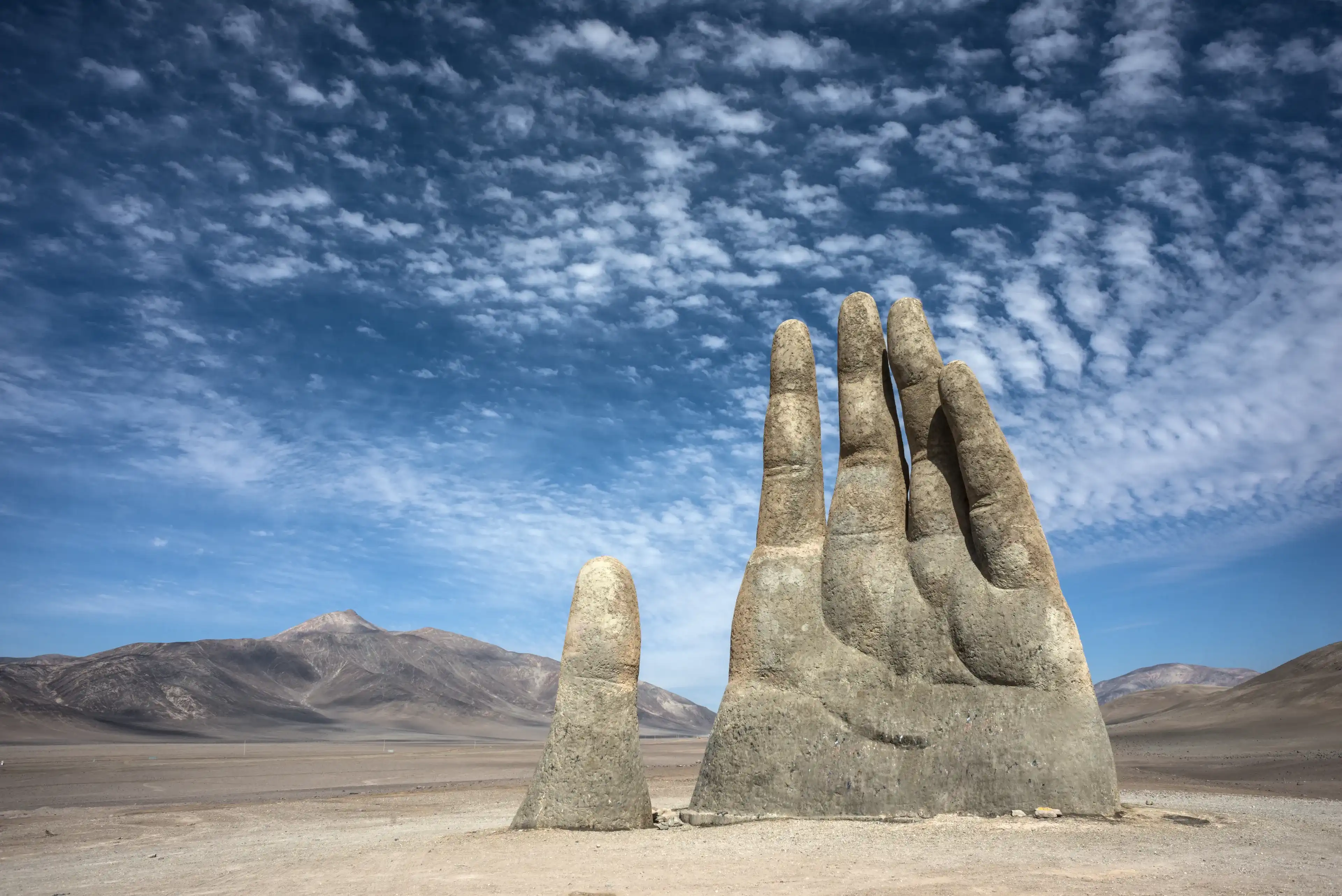 Hand Sculpture, the symbol of Atacama Desert in Chile