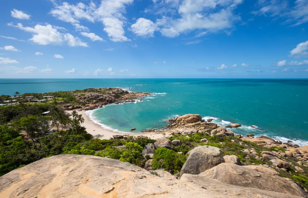 Gorgeous summer day overlooking the blue coral sea from rotary lookout point in Bowen Queensland Australia