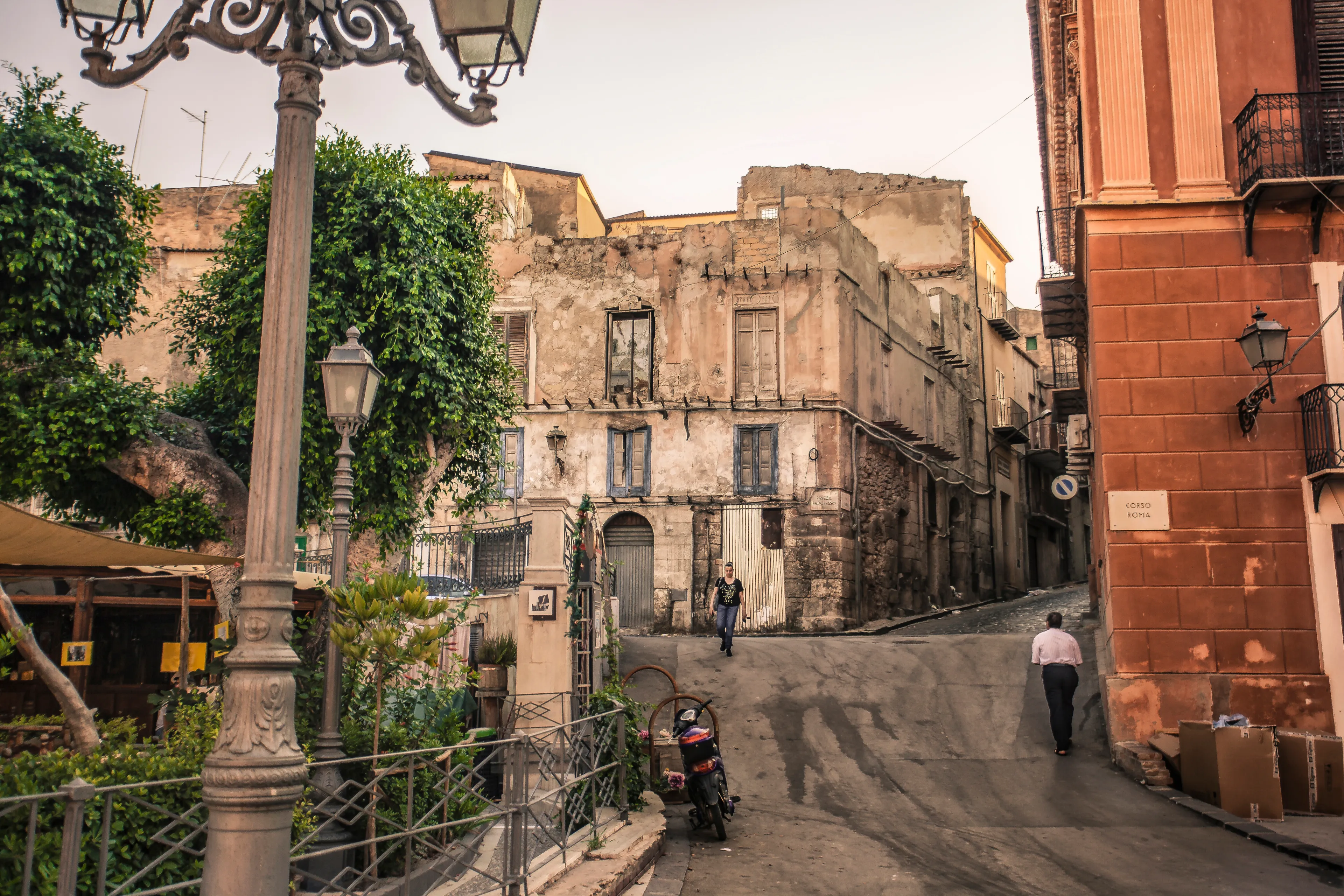 LICATA, ITALY 22 NOVEMBER 2019: Characteristic buildings of Sicilian architecture in the town of Licata