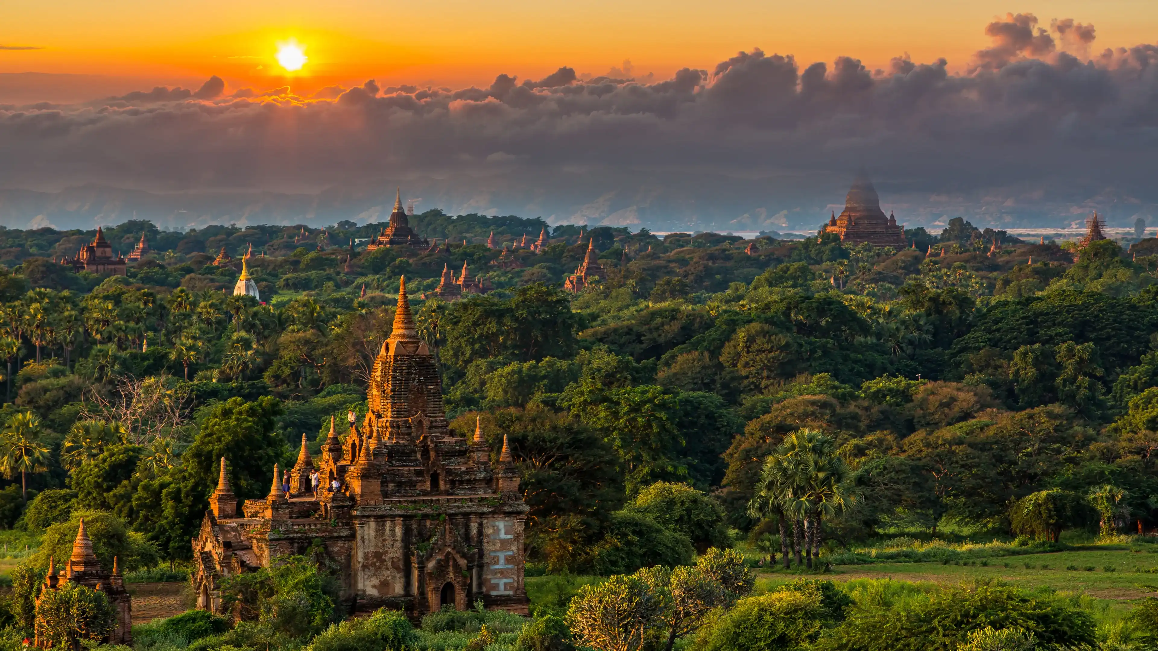 Asian ancient architecture archaeology temple in Bagan at sunset, Myanmar ananda temples in the Bagan Archaeological Zone Pagodas and temples of Bagan world heritage site, Myanmar, Asia.