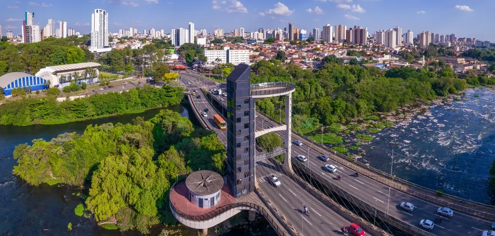  Piracicaba SP Brazil - 05 26 2022: Monument bridge over Piracicaba river