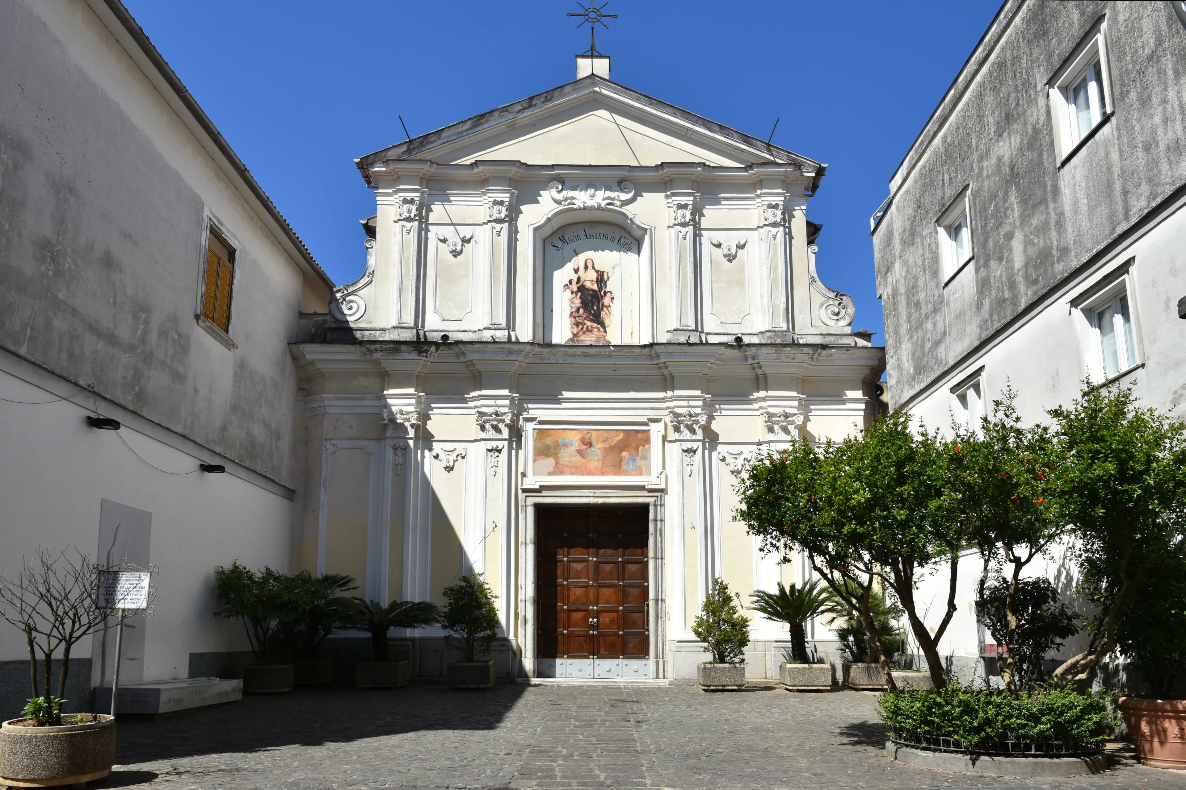 Cava de Tirreni, Italy, 06/02/2020. Facade of the church of Saint Mary.