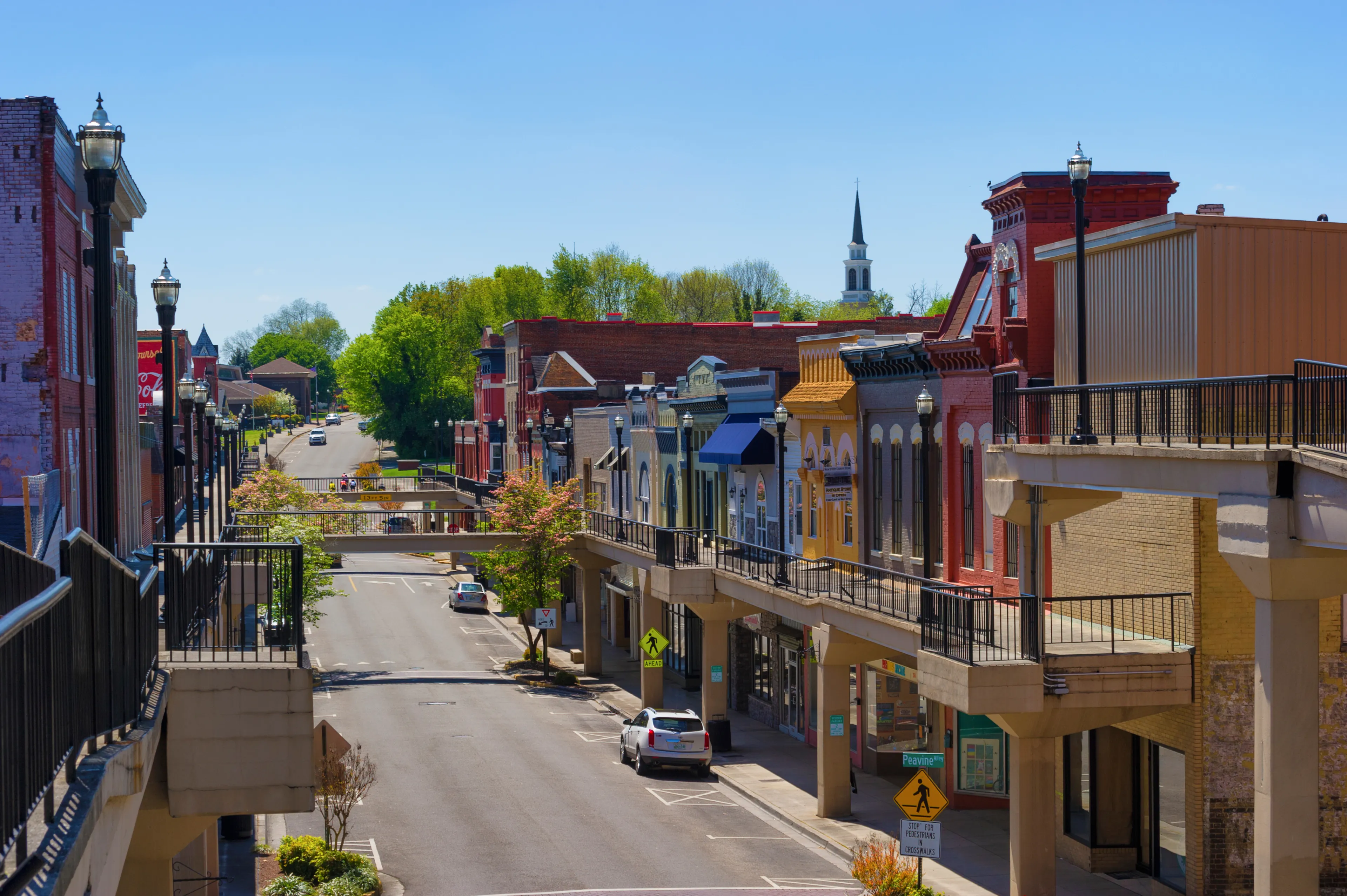 Morristown, Tennessee, USA - April 14, 2020: Morristown settled in 1787 and incorporated in 1855. It's historical district was reconstructed after a flooding in 1962. 