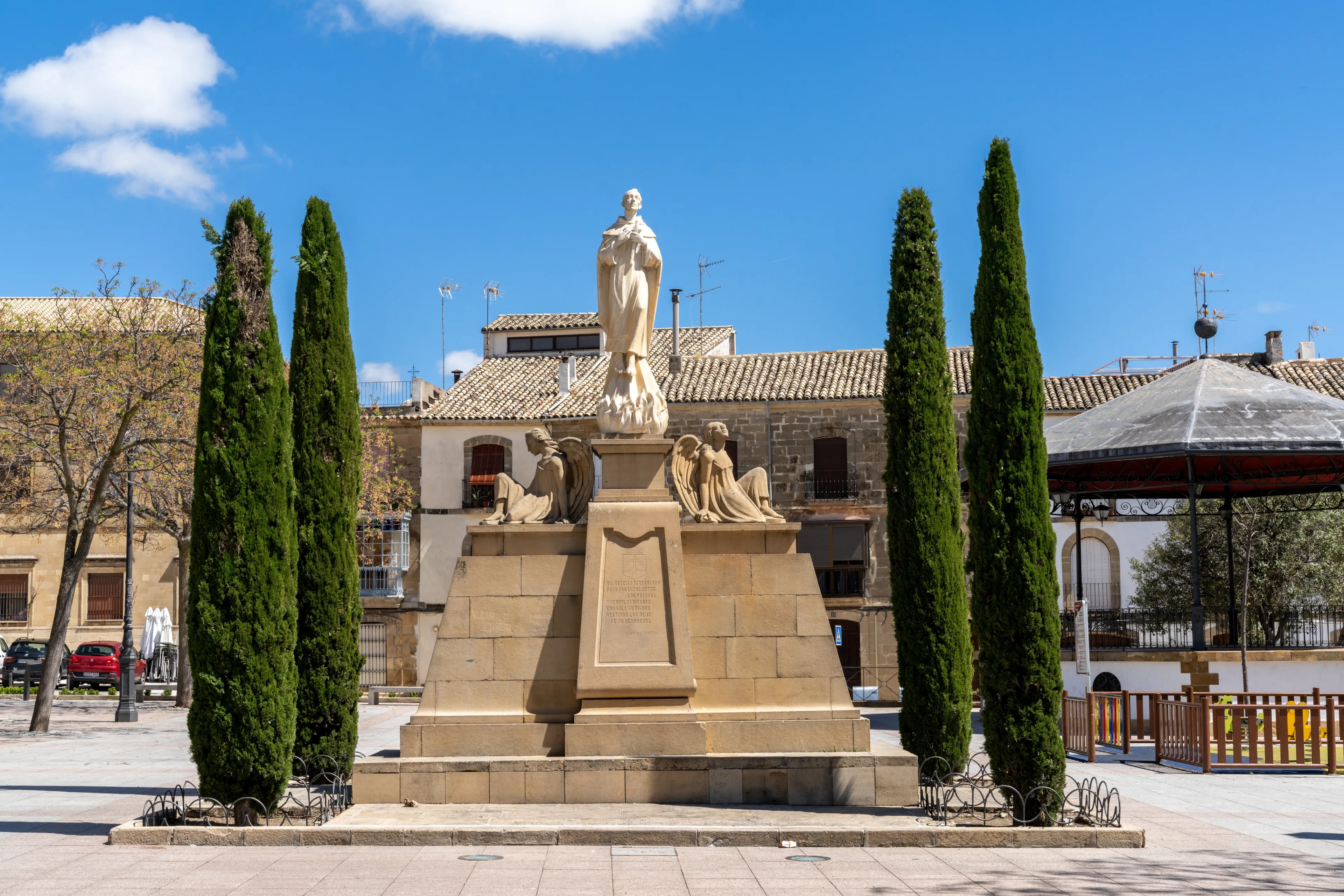 Ubeda, Spain - 3 April, 2024: view of the San Juan de la Cruz Monument in downtwon Ubeda