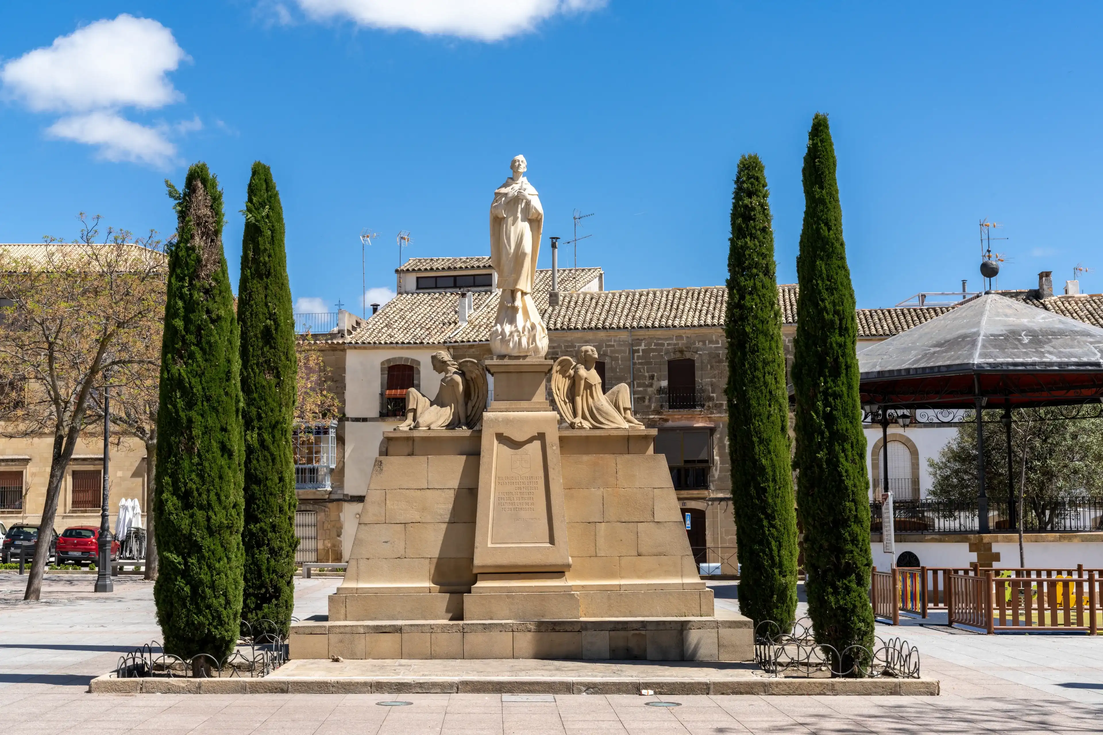 Ubeda, Spain - 3 April, 2024: view of the San Juan de la Cruz Monument in downtwon Ubeda Ubeda, Spain - 3 April, 2024: view of the San Juan de la Cruz Monument in downtwon Ubeda