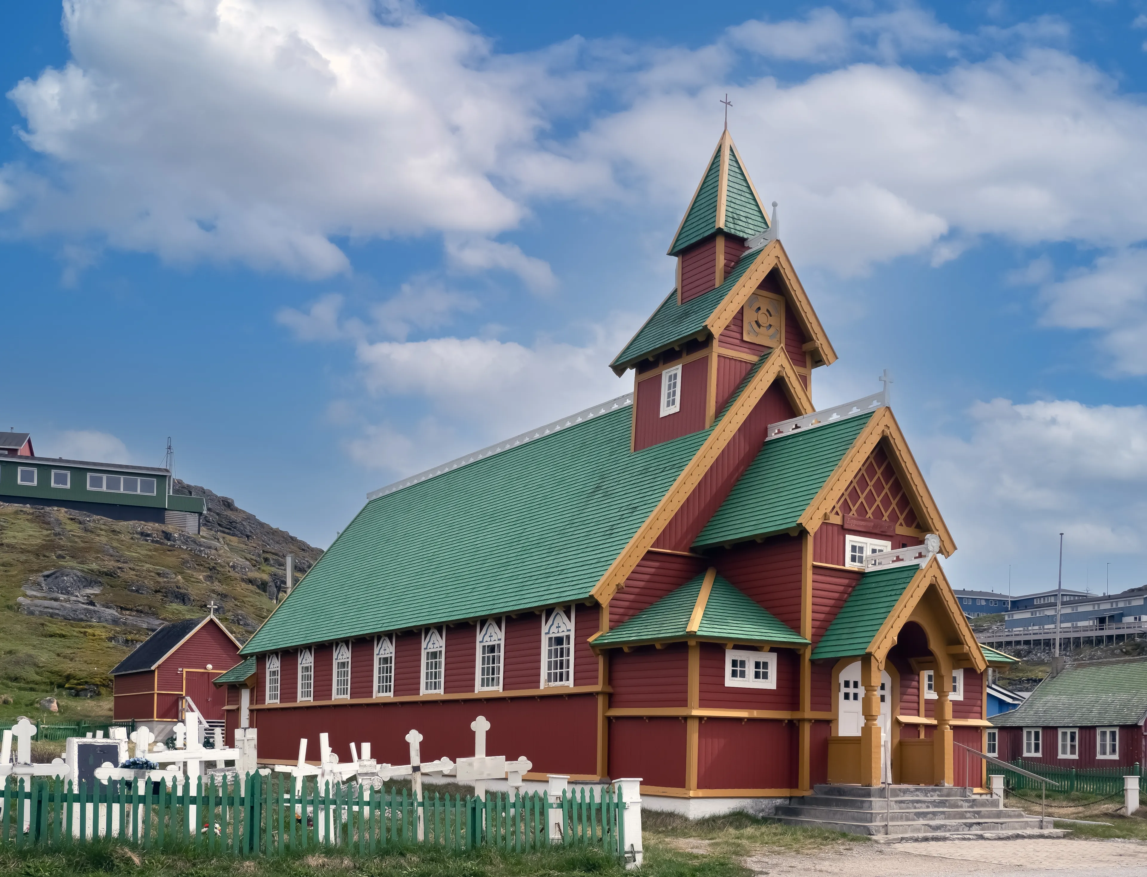 Paamiut (Frederikshåb) church, a historical settlement in Sermersooq, southwestern Greenland