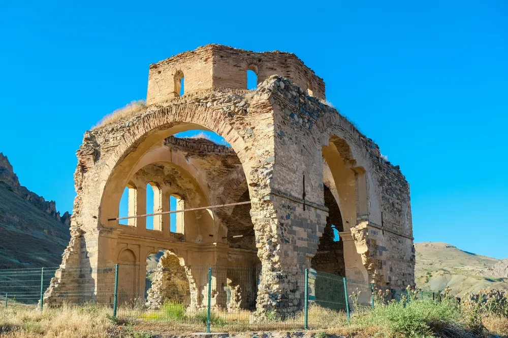 Remains of the historical Surp Lusarovic Armenian Church, Palu, Elazig, Turkey.A view of remains of Surp Lusavoric Armenian Church in Palu district.