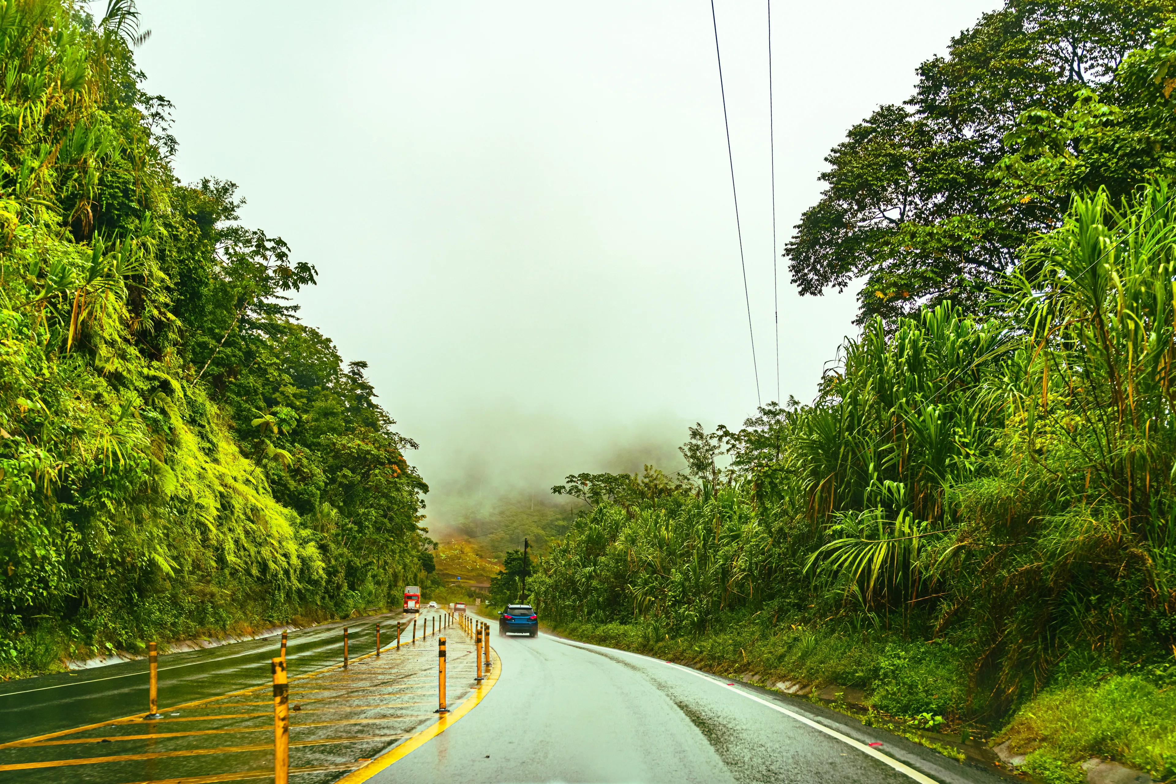Beautiful road in the montains, rainforest Roads of Costa Rica, Heredia province, Costa Rica