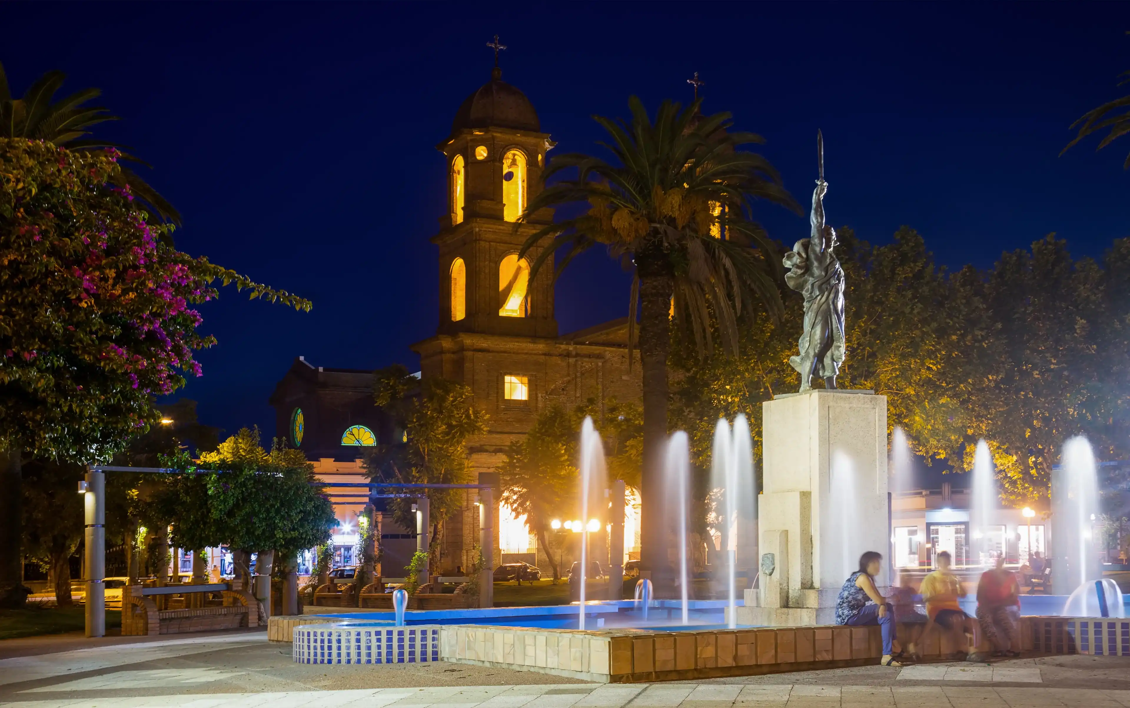 Catholic Church of Our Lady in Dolores with night illumination. Dolores, Soriano, Uruguay Catholic Church of Our Lady in Dolores with night illumination. Dolores, Soriano, Uruguay