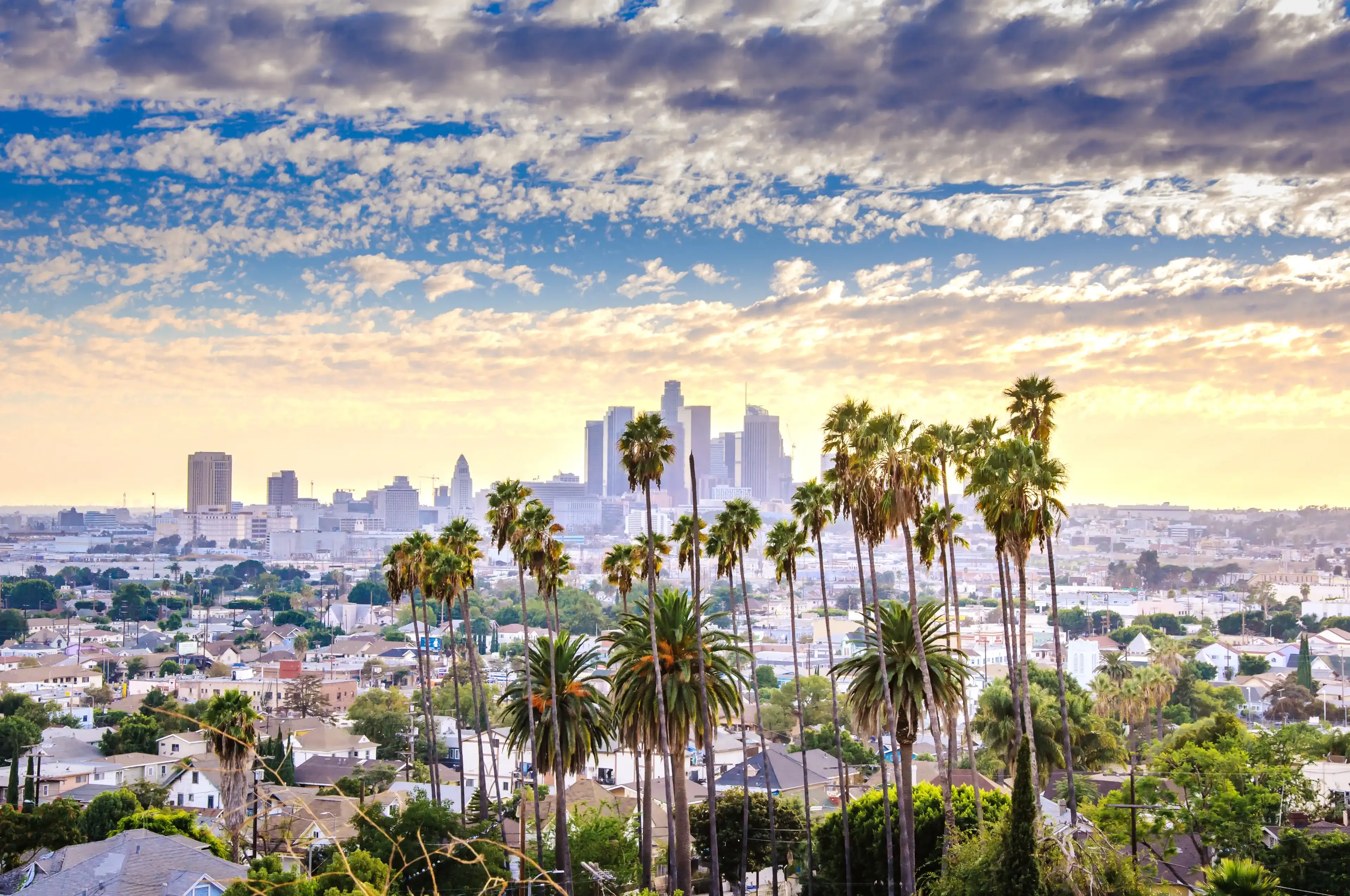 Los Angeles, California, USA downtown cityscape at sunset