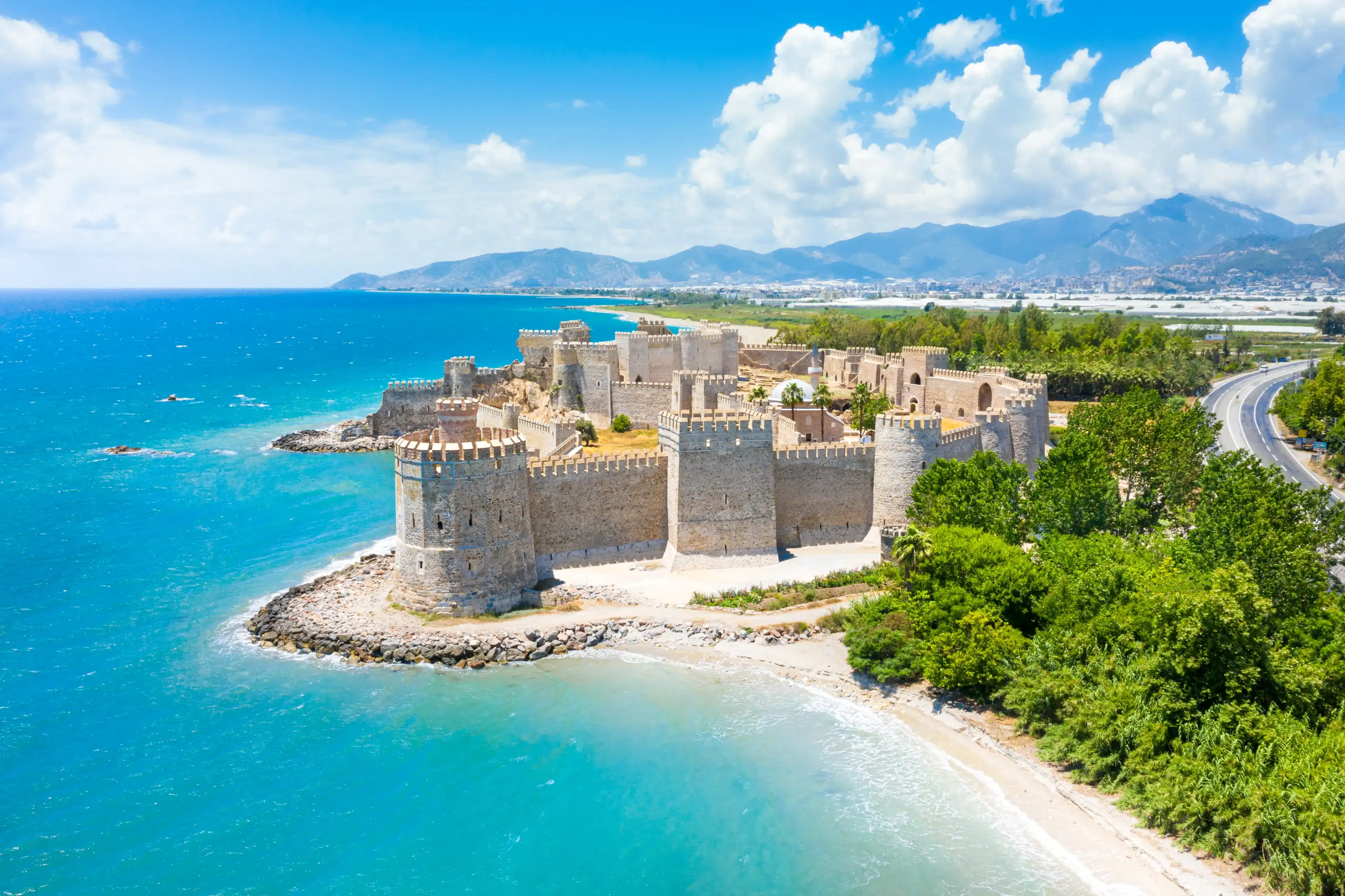 Panoramic view of the Mamure Castle in Anamur Town, Turkey Panoramic view of the Mamure Castle in Anamur Town, Turkey