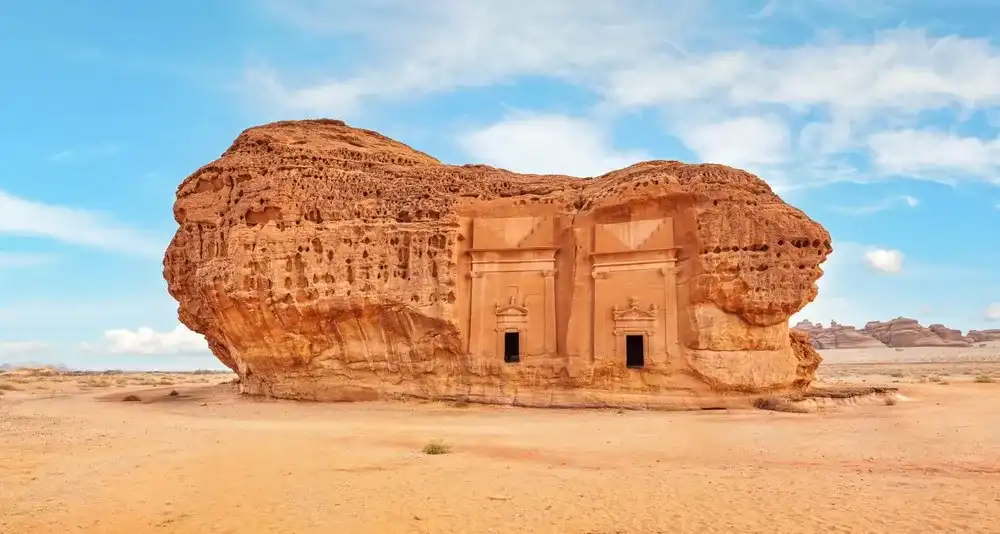 Old Nabatean architecture at Jabal Al Ahmar, Hegra in Saudi Arabia, 18 ancient tombs are located here Old Nabatean architecture at Jabal Al Ahmar, Hegra in Saudi Arabia, 18 ancient tombs are located here