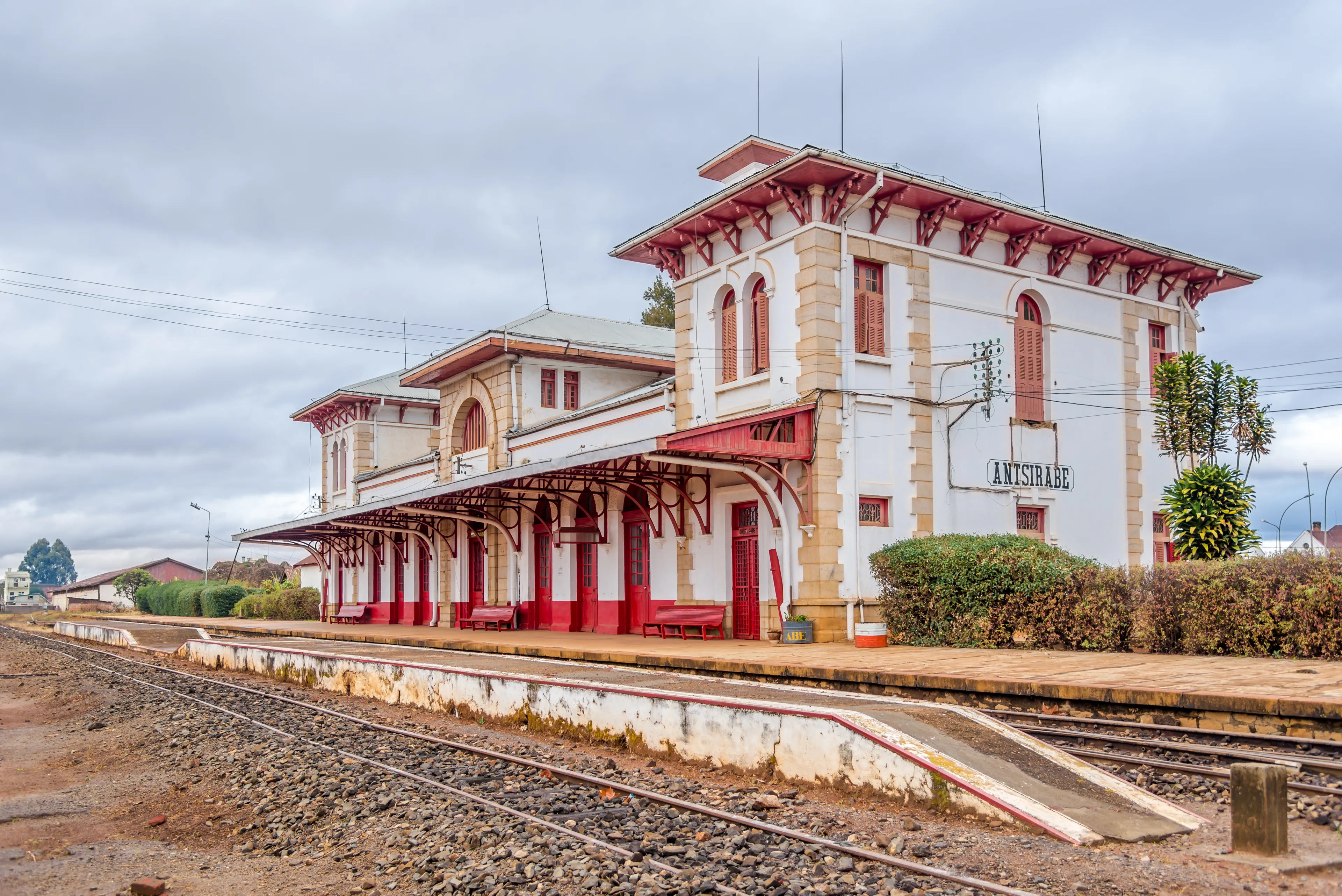 ANTSIRABE,MADAGASCAR - AUGUST 03,2015 - Train station in the Antsirabe. Antsirabe is the third largest city in Madagascar and the capital of the Vakinankaratra region.