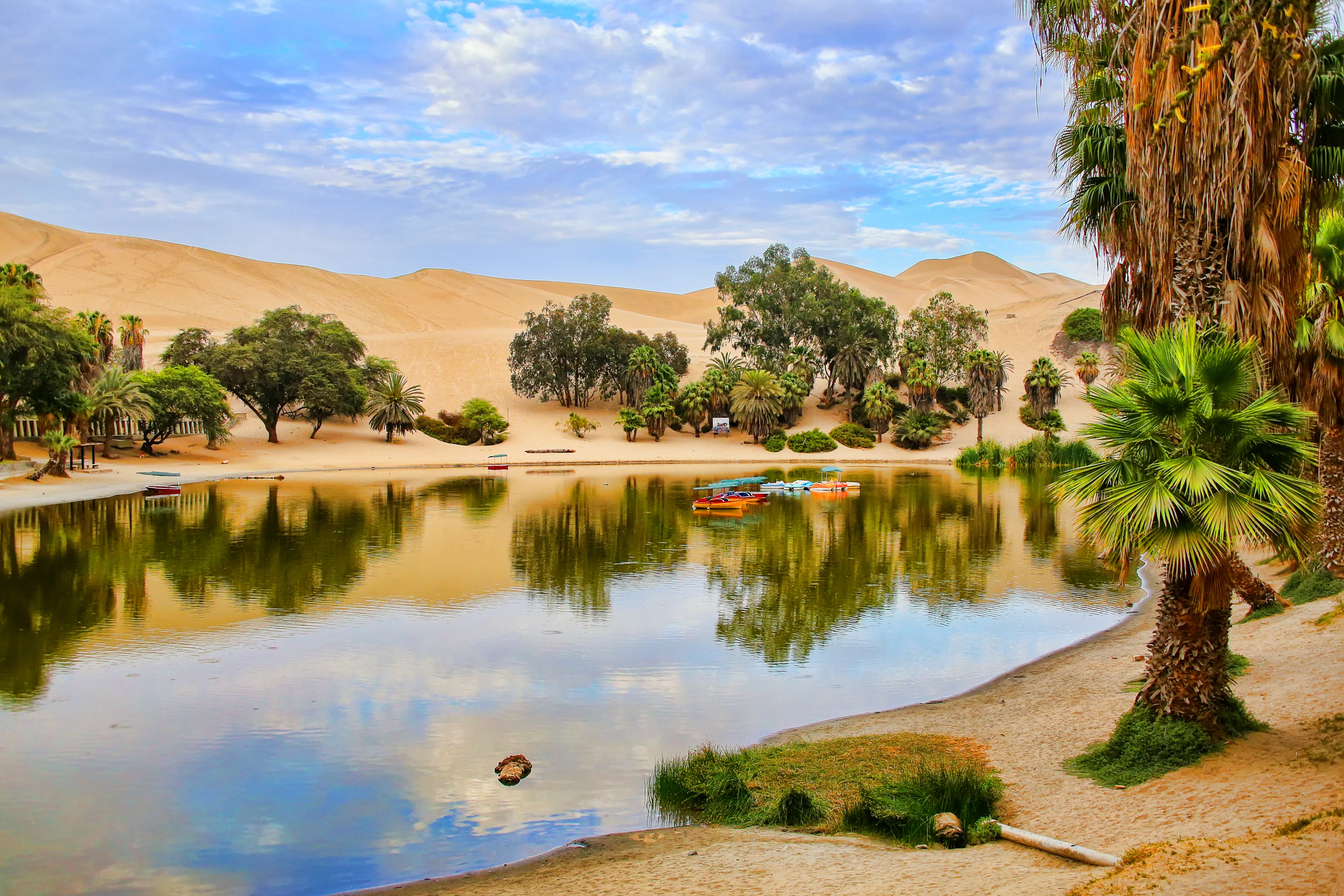 Oasis of Huacachina in the morning, Ica region, Peru.