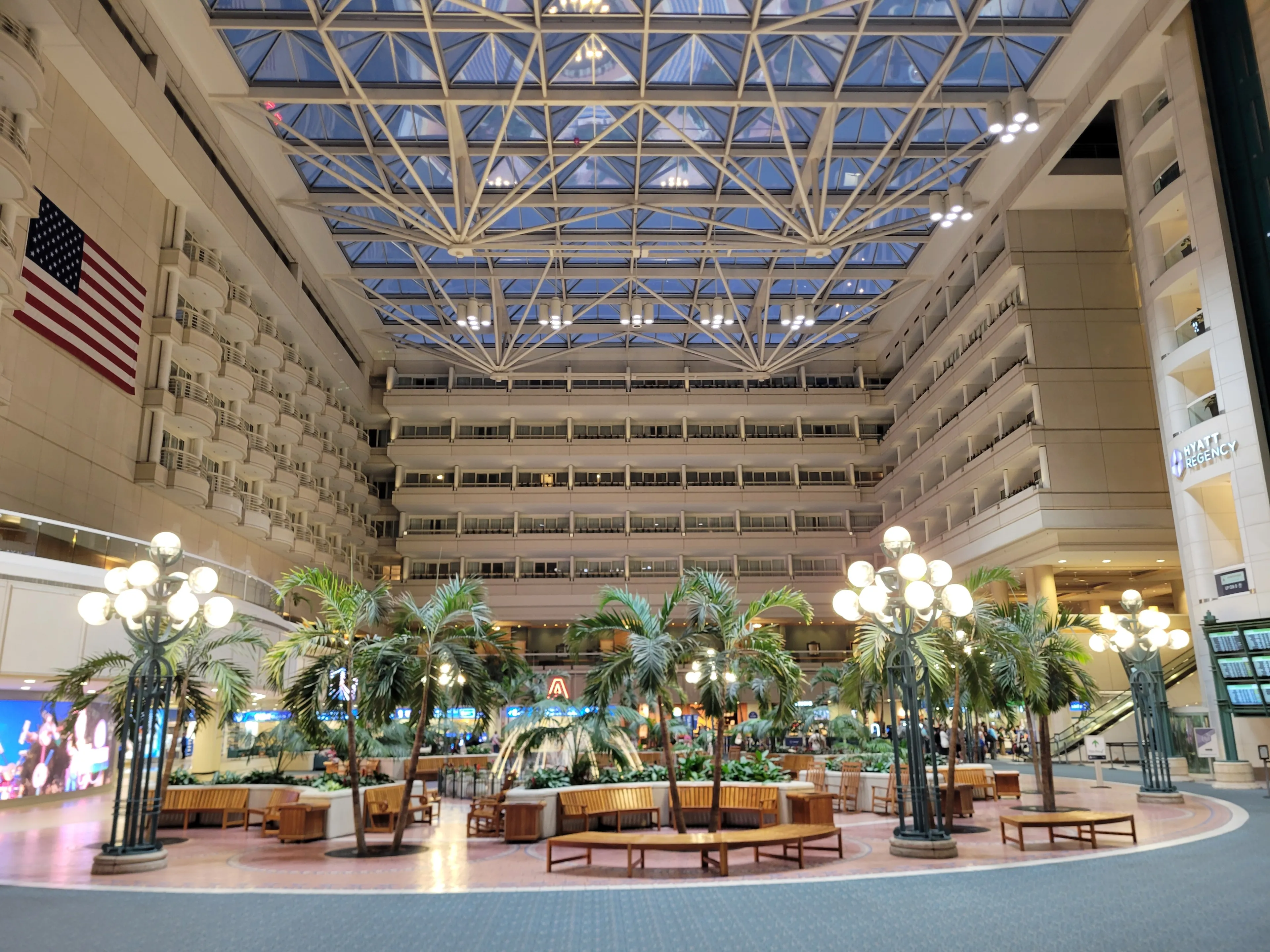 Orlando, Florida, USA - September 24, 2024: Interior view of Orlando International Airport (Atrium Area)