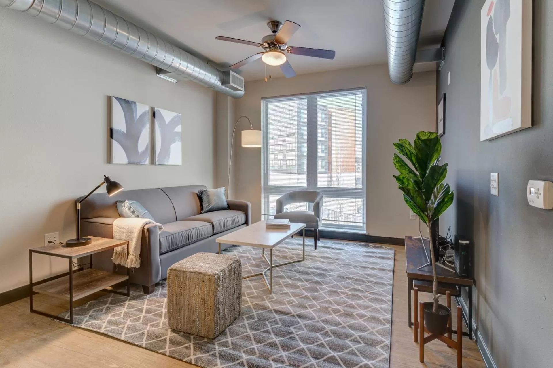 Living room in Kasa Westown Milwaukee