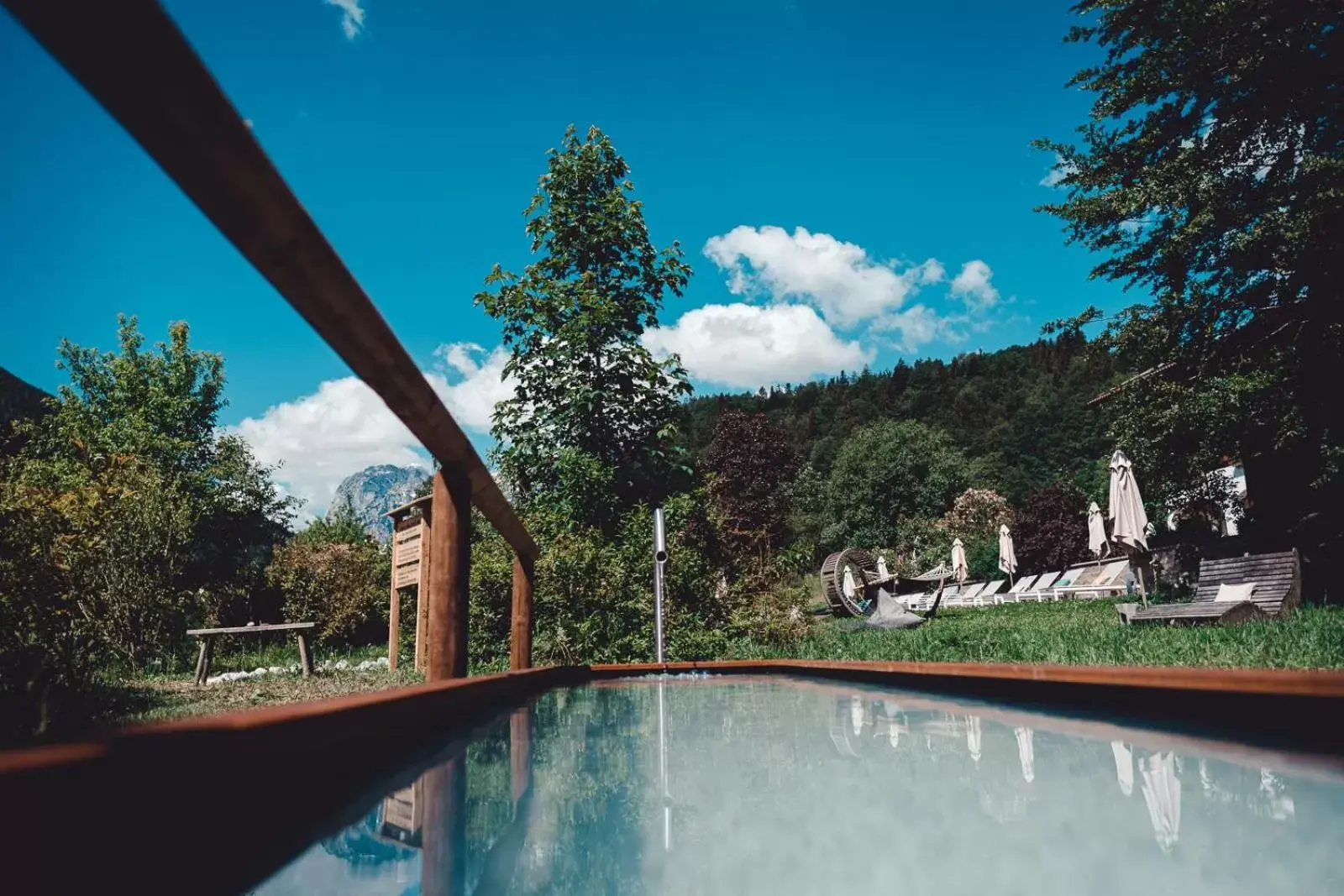 Garden, Swimming Pool in Berghotel Rehlegg