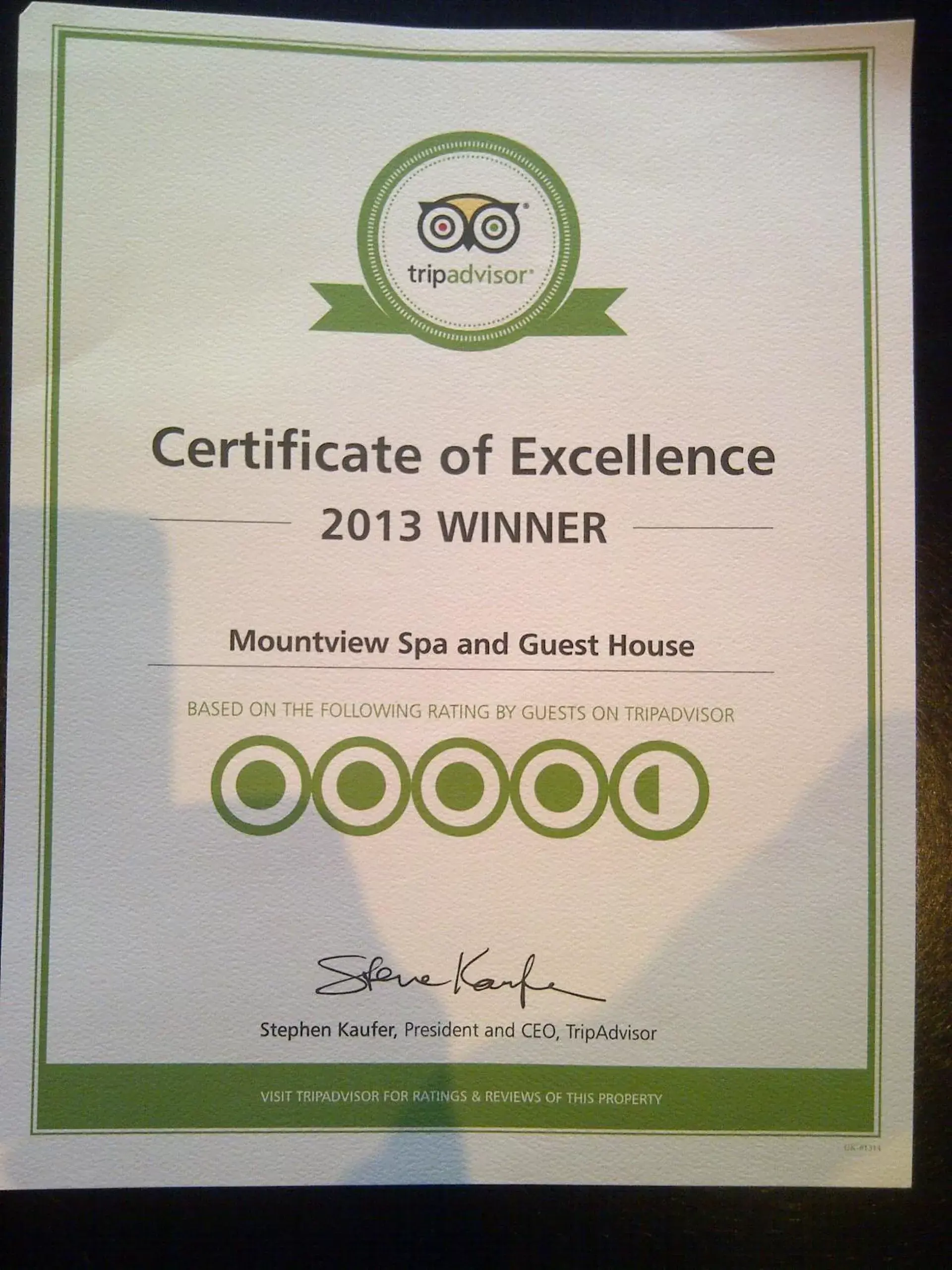 Logo/Certificate/Sign in Mountview Guest House