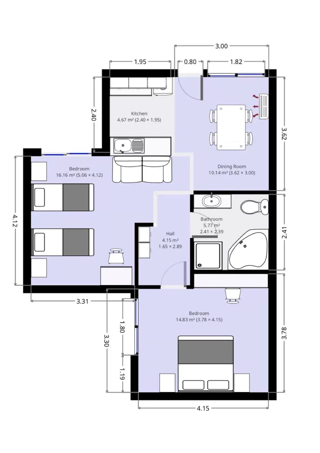 Photo of the whole room, Floor Plan in Golfview Motor Inn