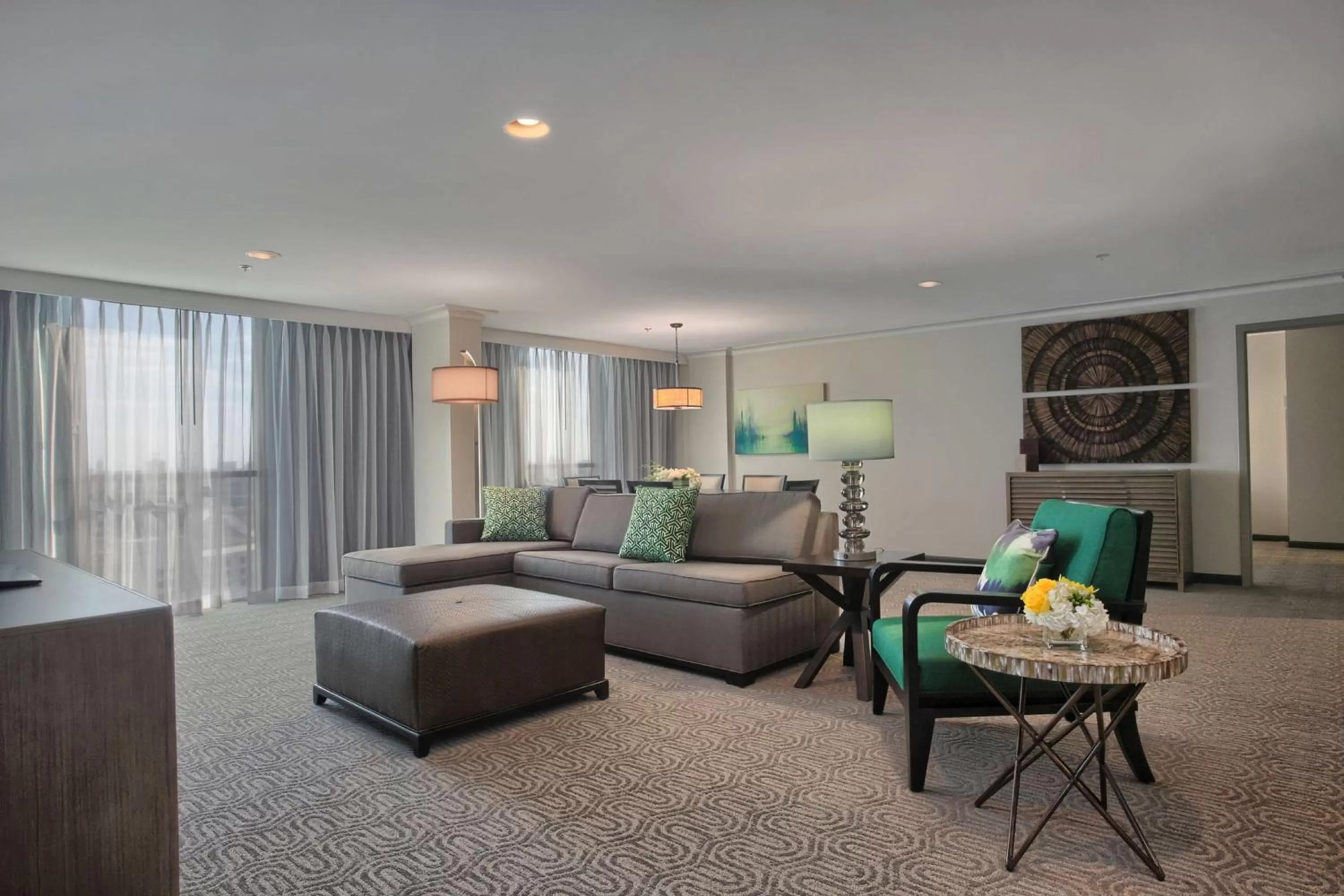 Bed in DoubleTree by Hilton at the Entrance to Universal Orlando