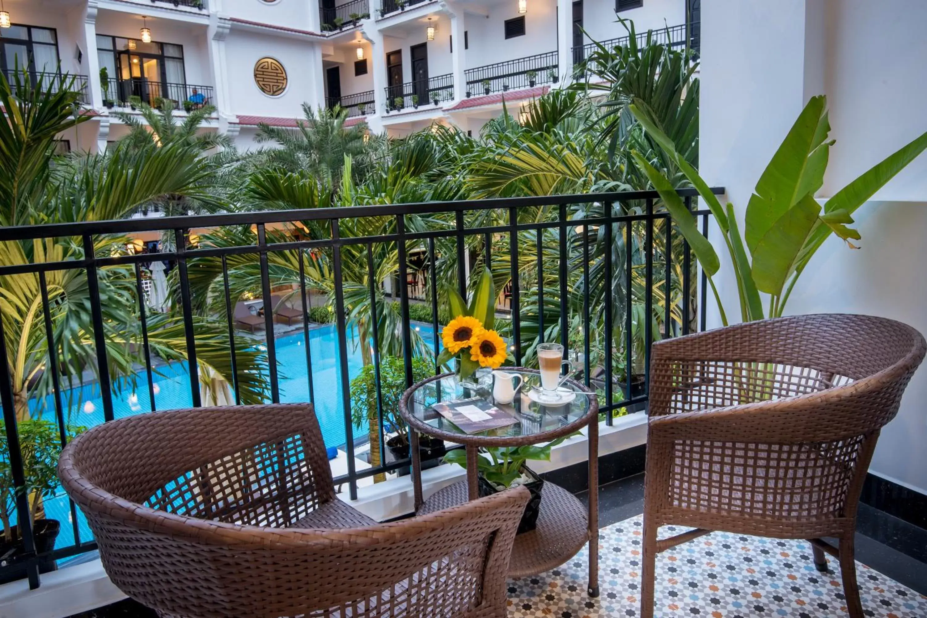 Pool view, Balcony/Terrace in Hadana Boutique Resort HoiAn - former Belle Maison Hadana HoiAn