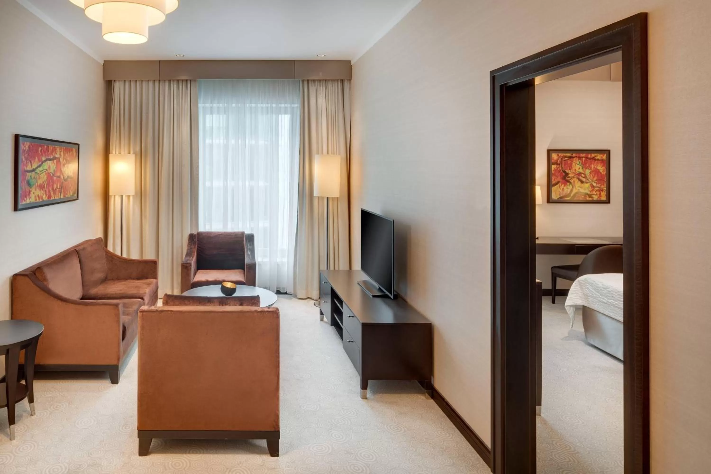 Living room, Bed in Grand Hotel River Park, a Luxury Collection Hotel, Bratislava