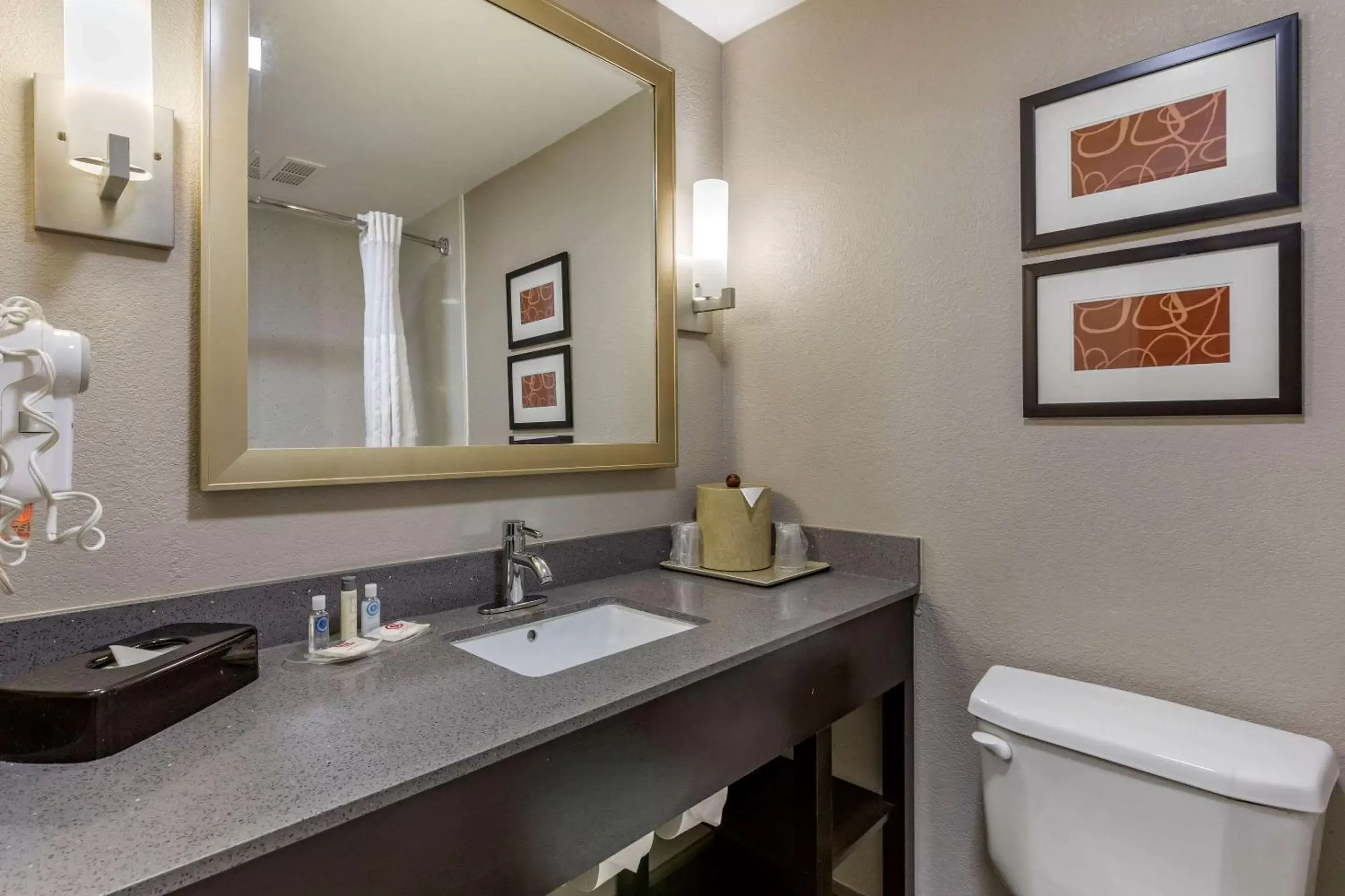 Bedroom, Bathroom in Comfort Suites Pineville - Ballantyne Area