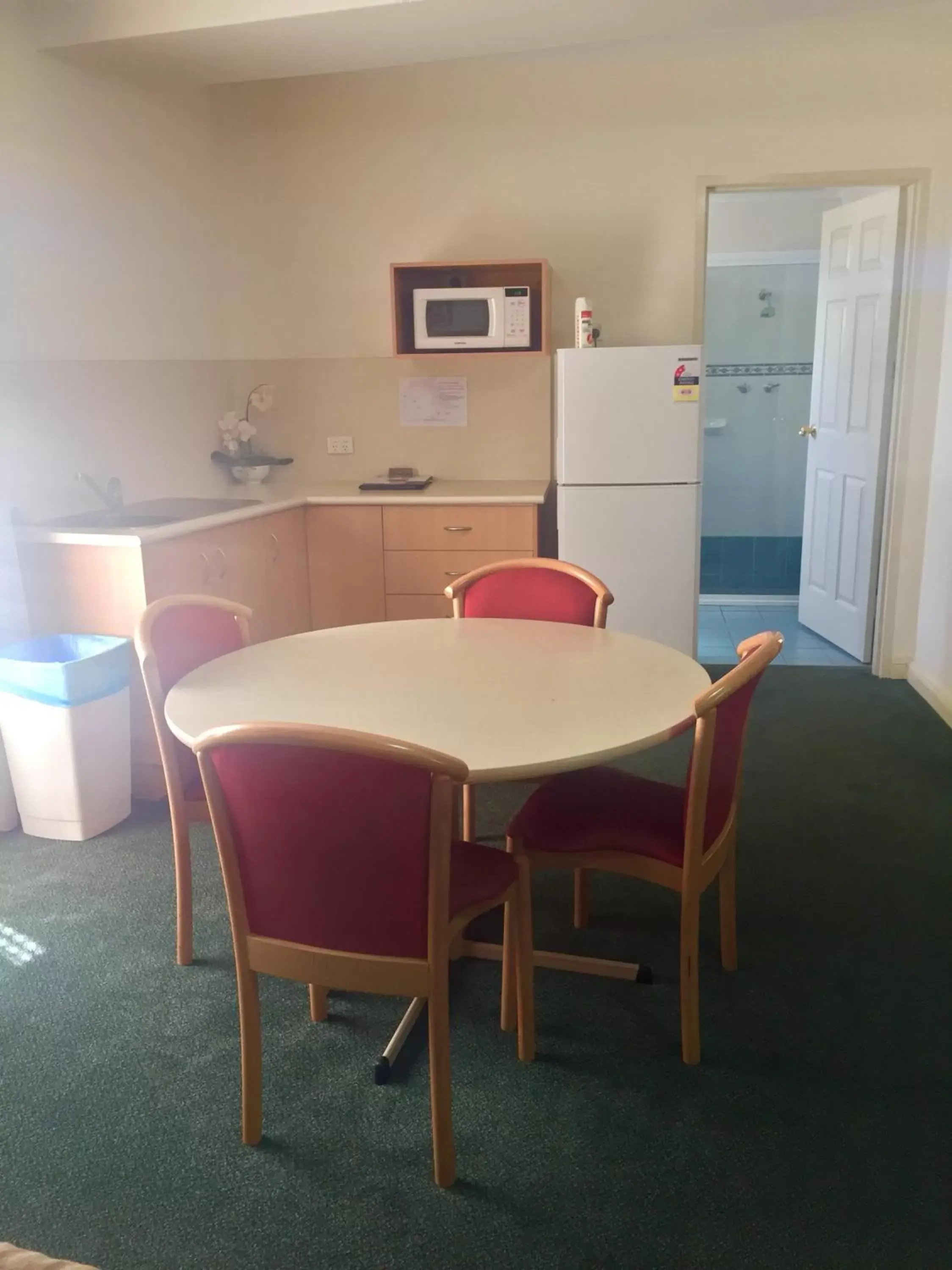 Dining area, Kitchen/Kitchenette in Abel Tasman Motor Inn