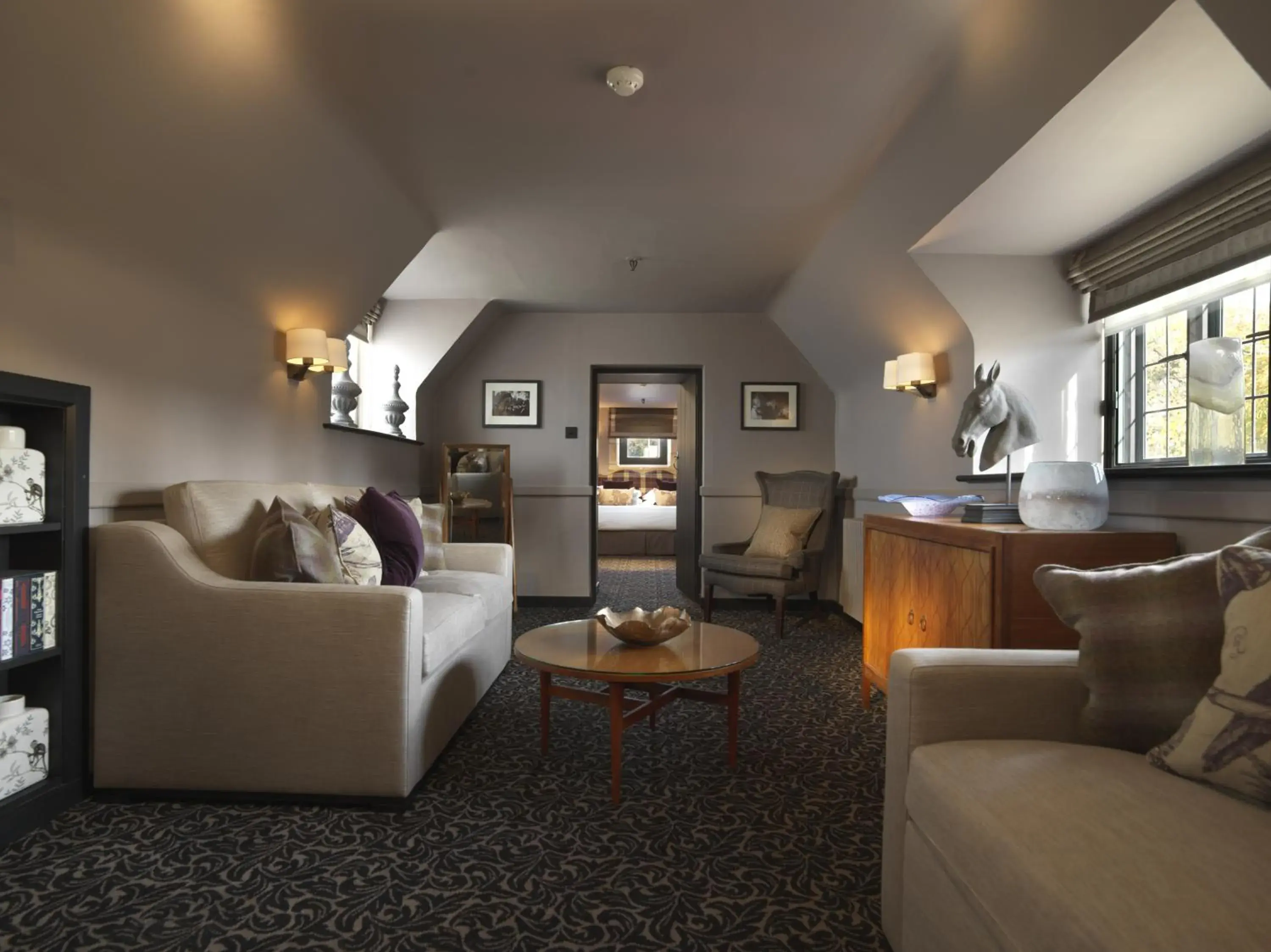 Bed, Seating Area in The Lygon Arms