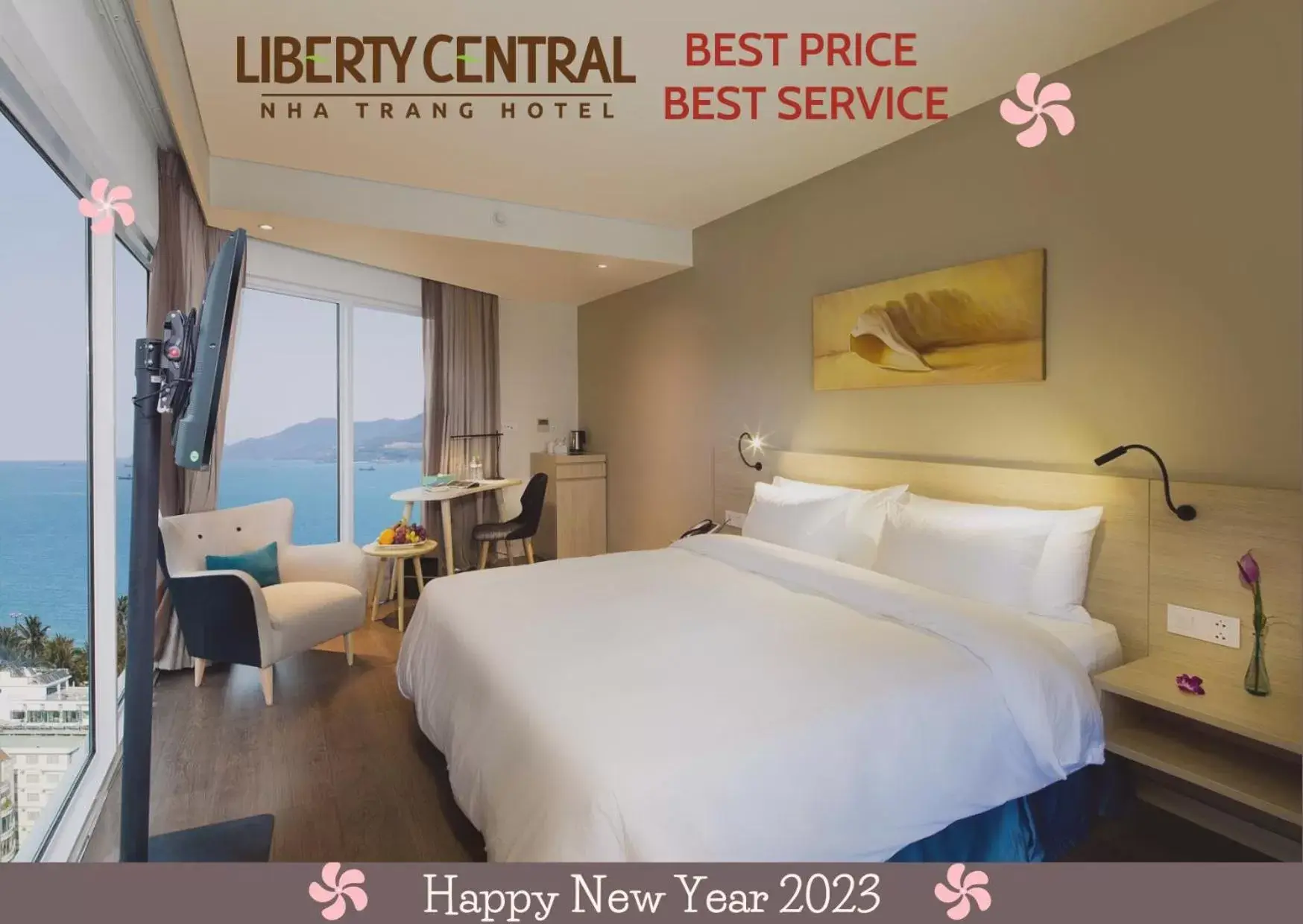View (from property/room), Bed in Liberty Central Nha Trang Hotel