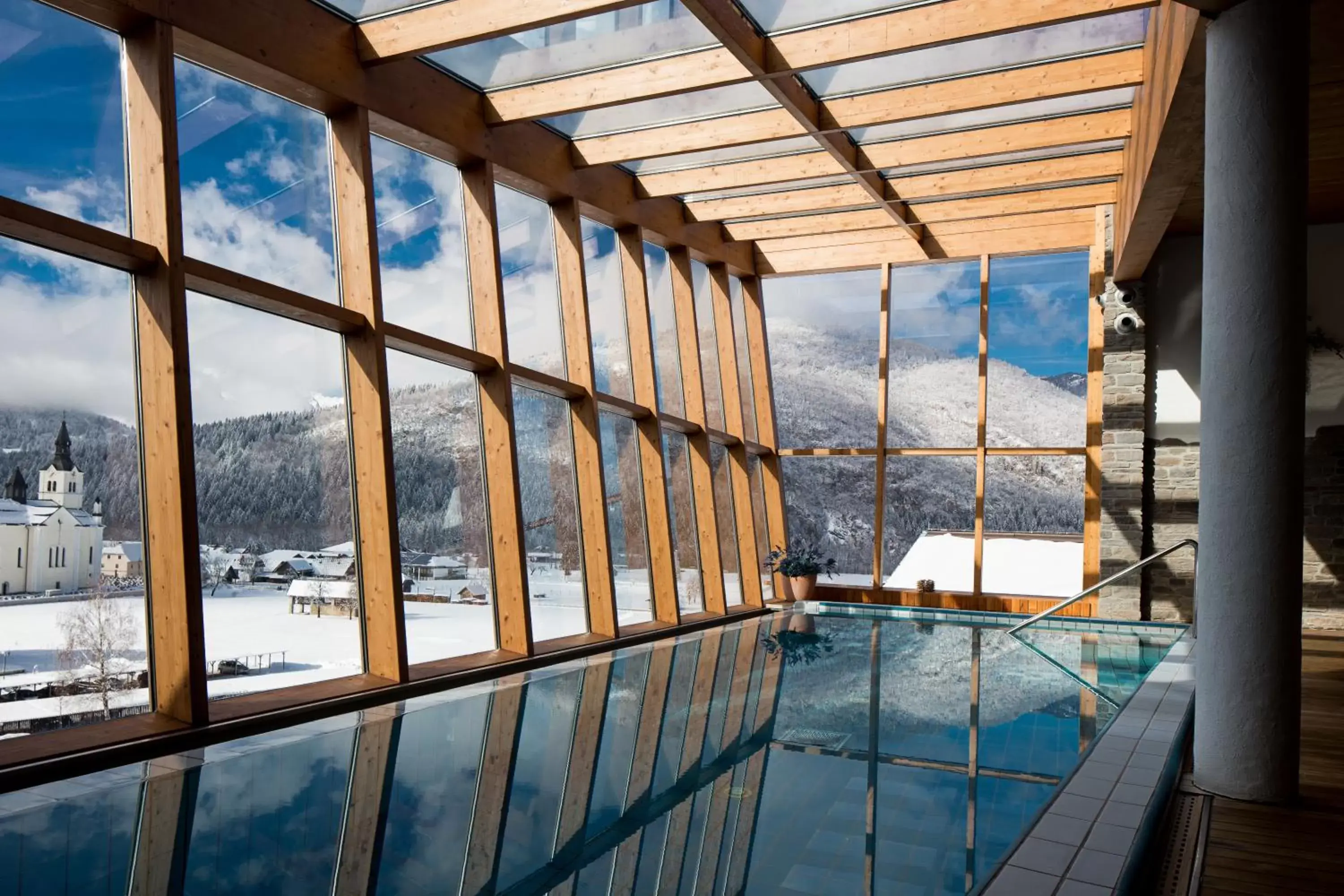 Pool view in Bohinj Eco Hotel