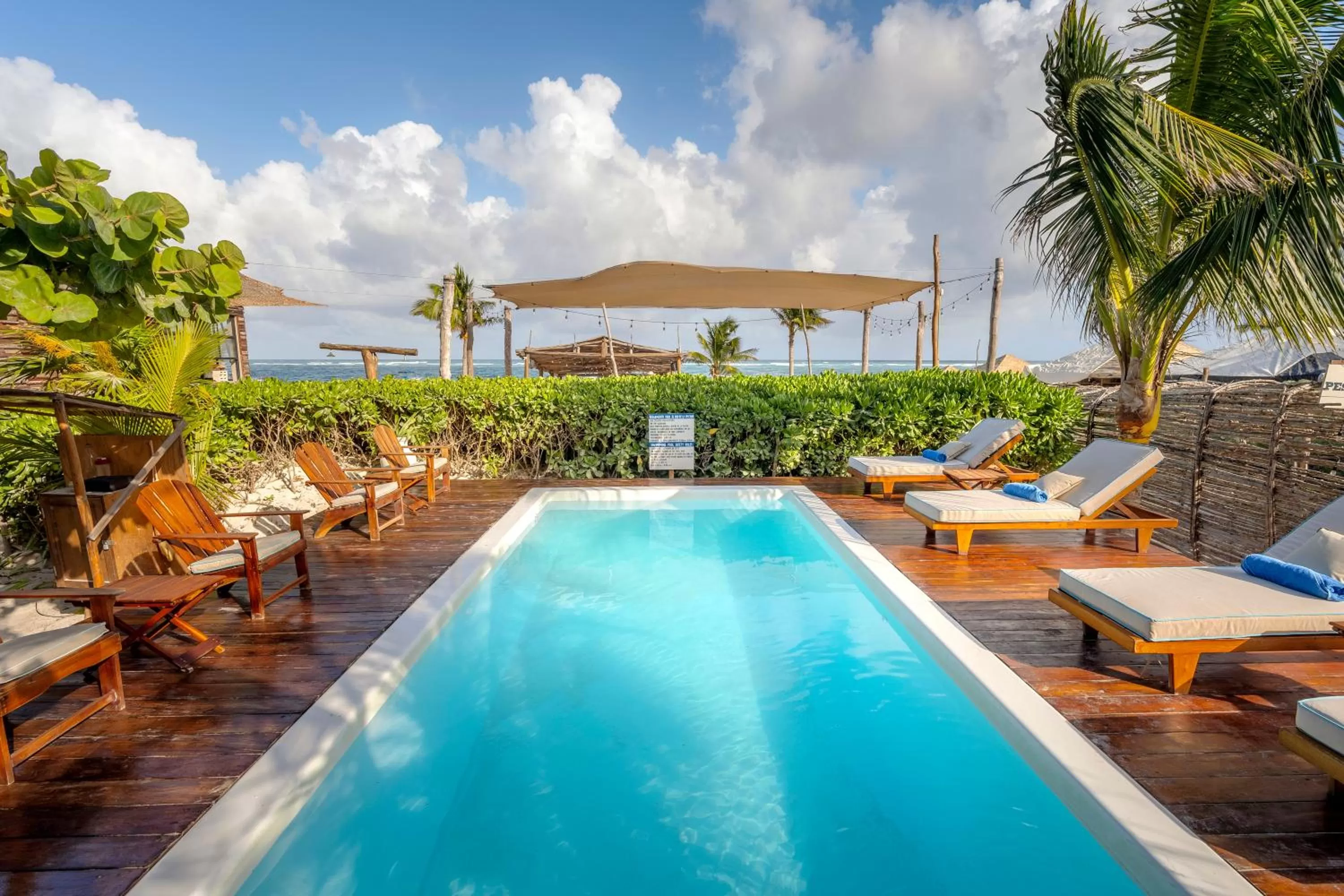 Pool view in Villa Pescadores Tulum-Beachfront hotel by Ahau Collection