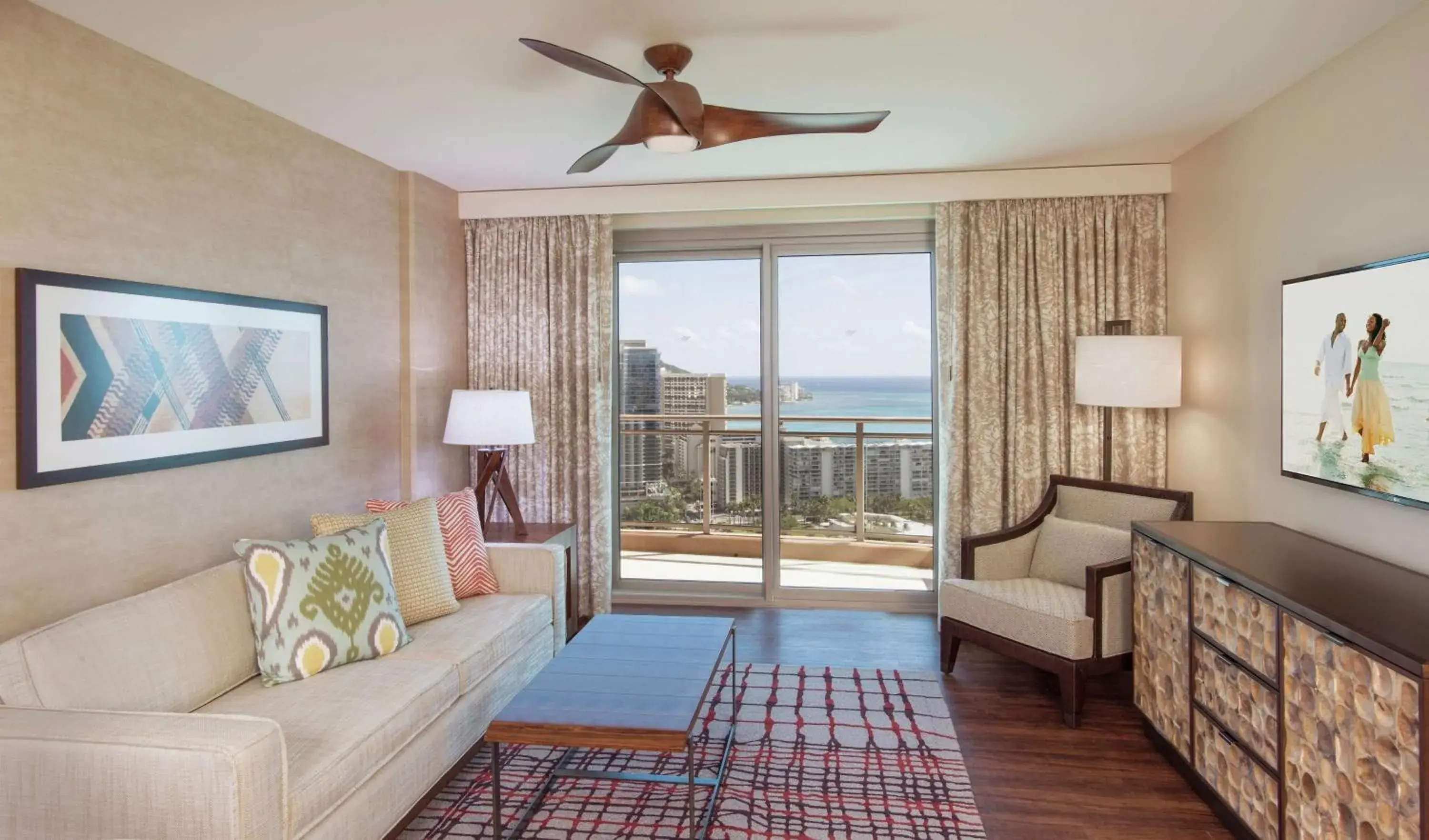 Living room, Seating Area in Hilton Grand Vacation Club The Grand Islander Waikiki Honolulu