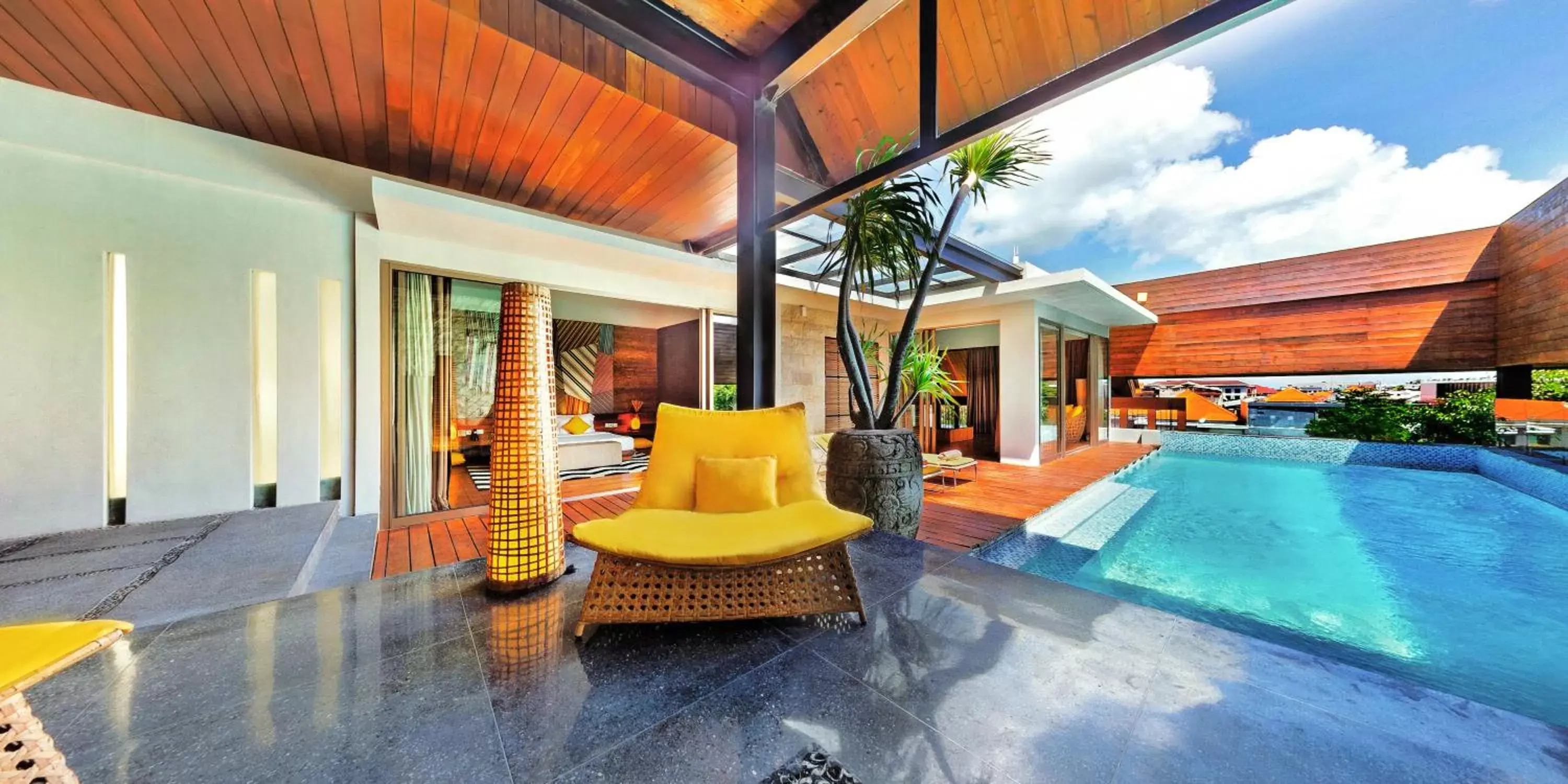 Living room, Swimming Pool in TS SUITES Seminyak Bali