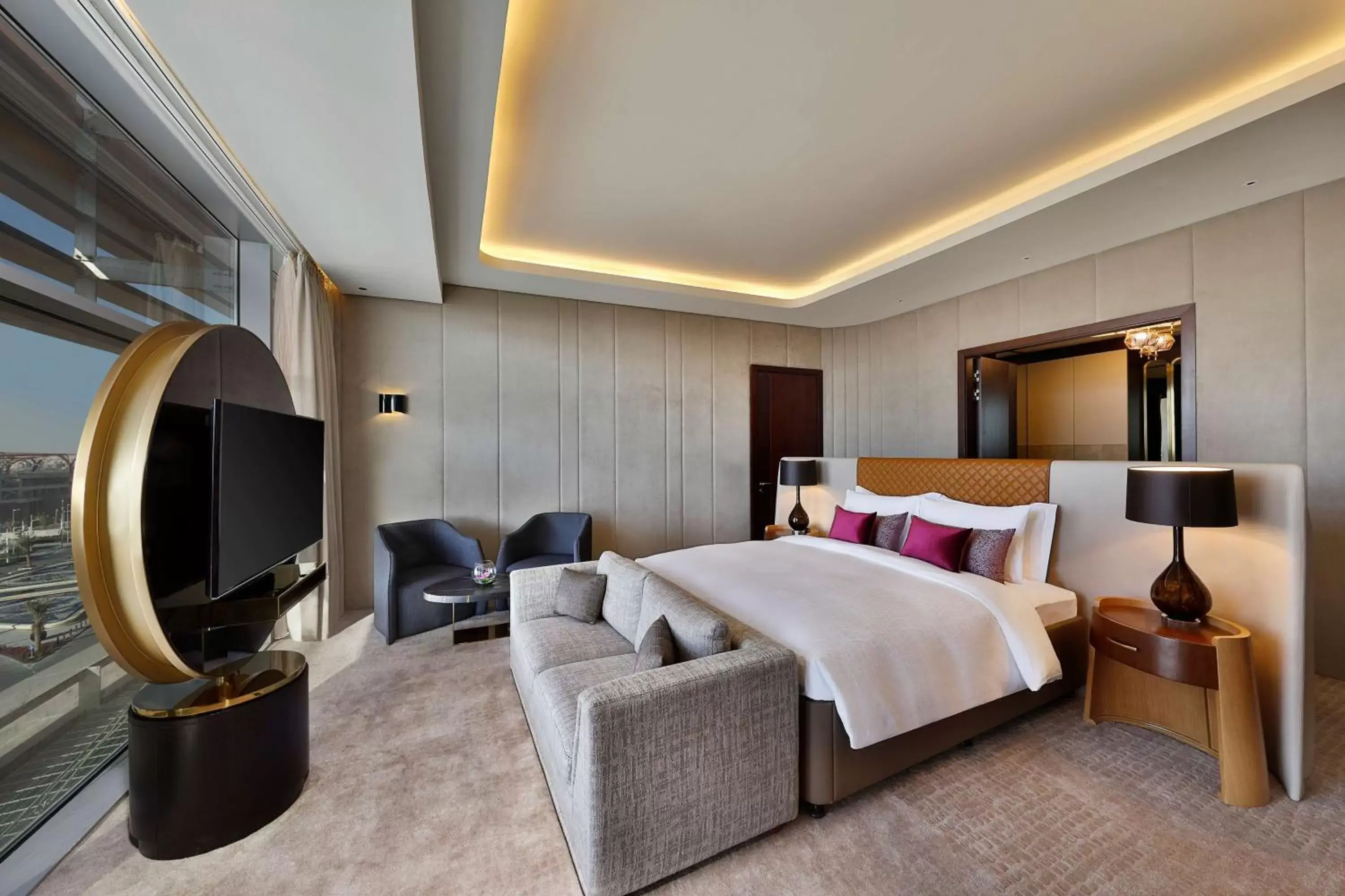 Bed, Seating Area in AlRayyan Hotel Doha, Curio Collection by Hilton