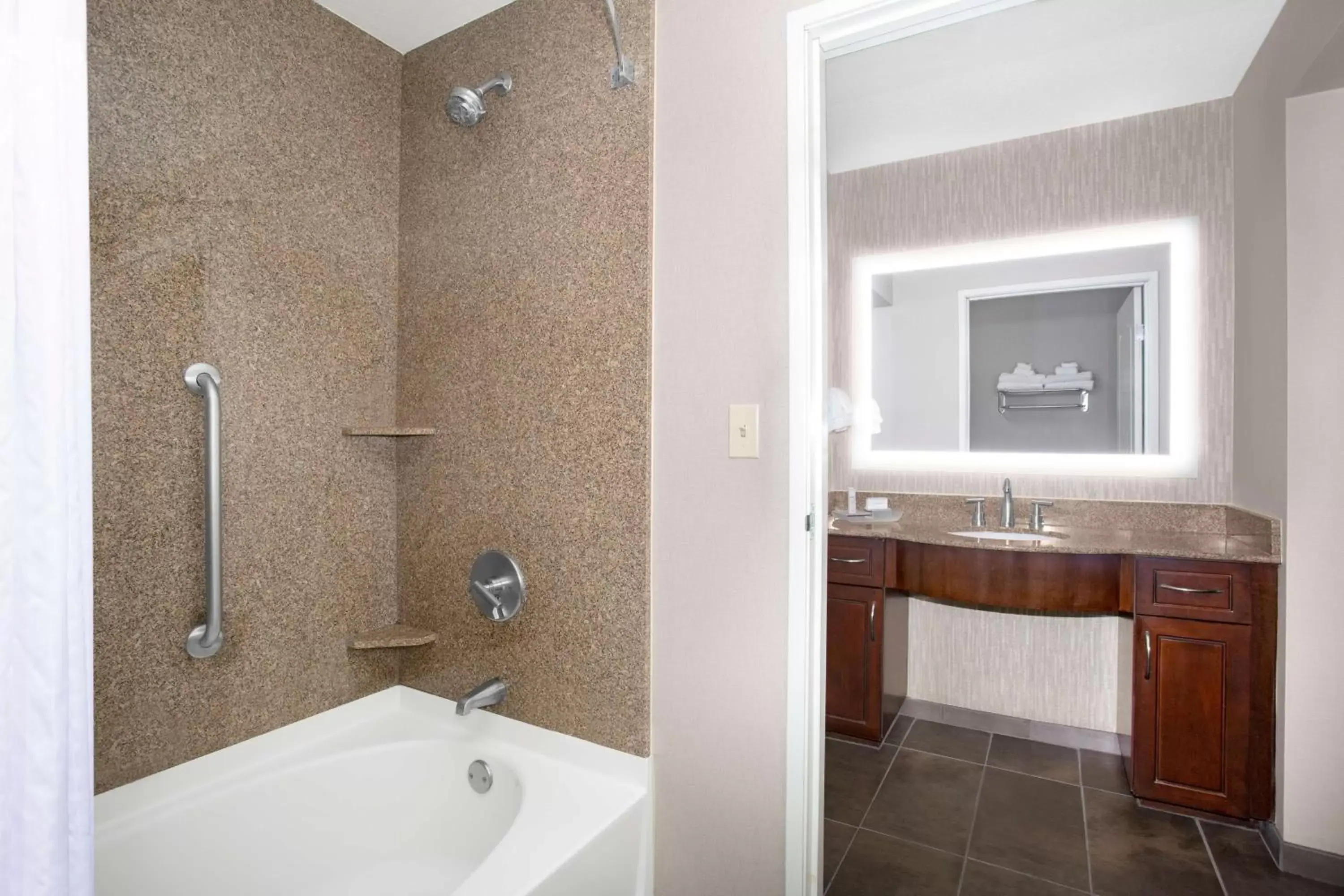 Living room, Bathroom in Homewood Suites by Hilton South Las Vegas