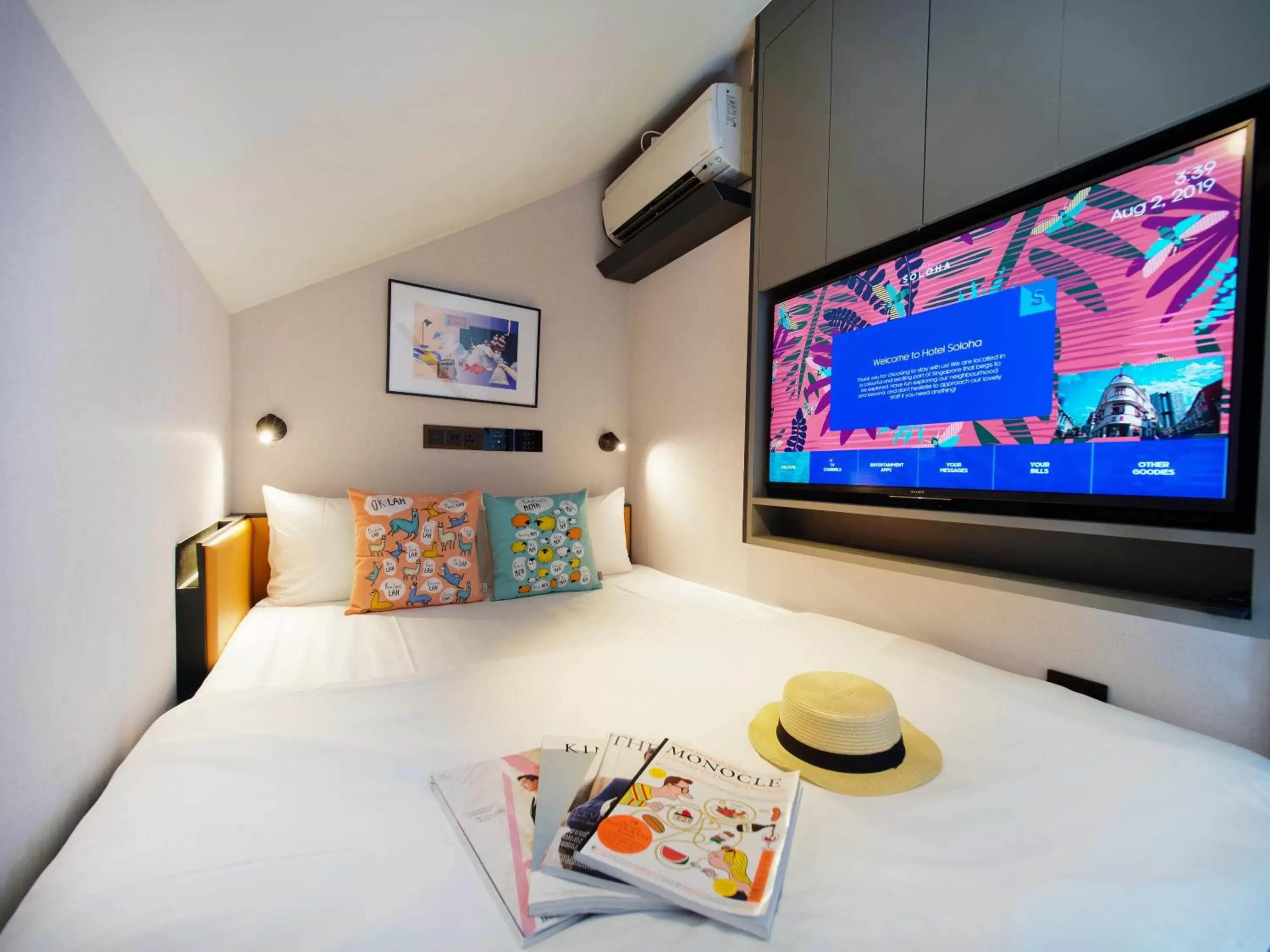 Bed, TV/Entertainment Center in Hotel Soloha at Chinatown