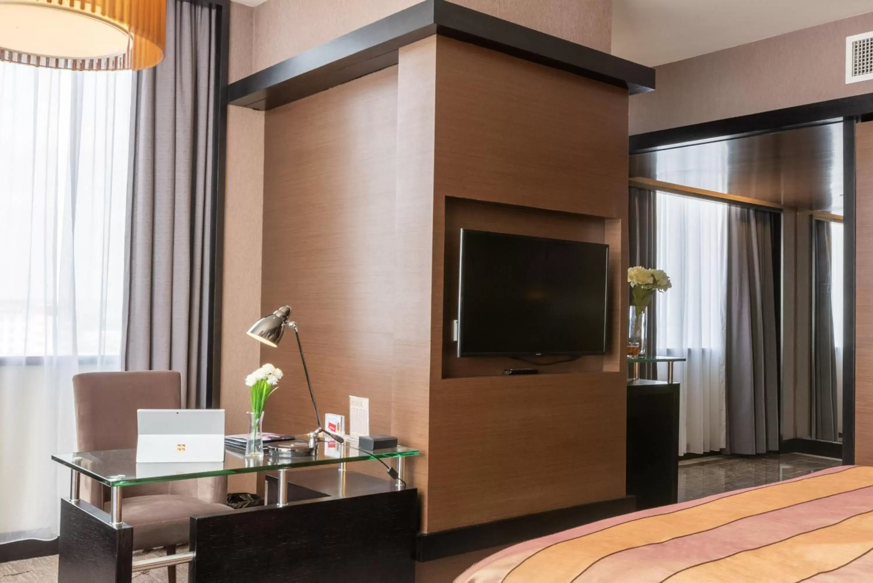 Bedroom, TV/Entertainment Center in New World Suites