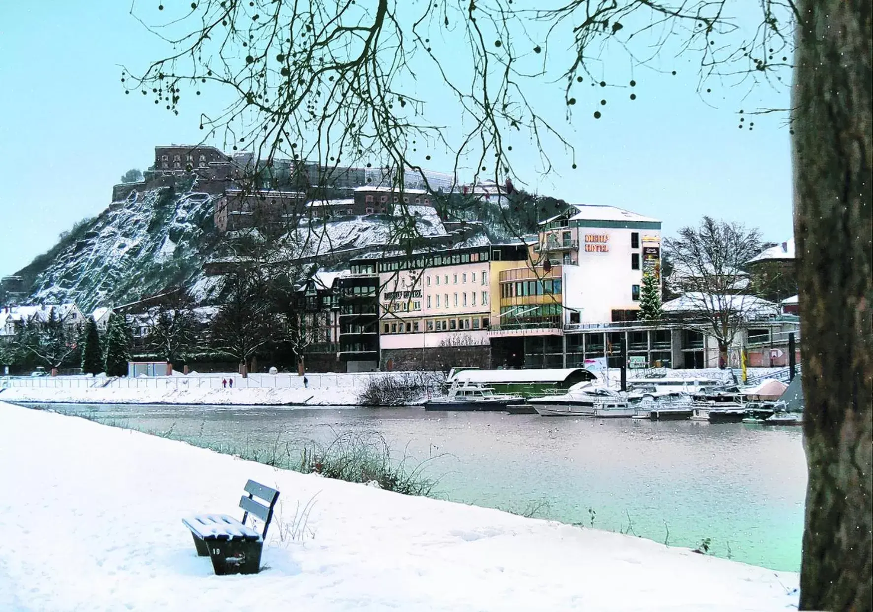 Property building, Winter in Diehls Hotel