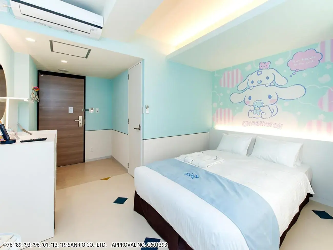 Bed in Hotel Okinawa With Sanrio Characters