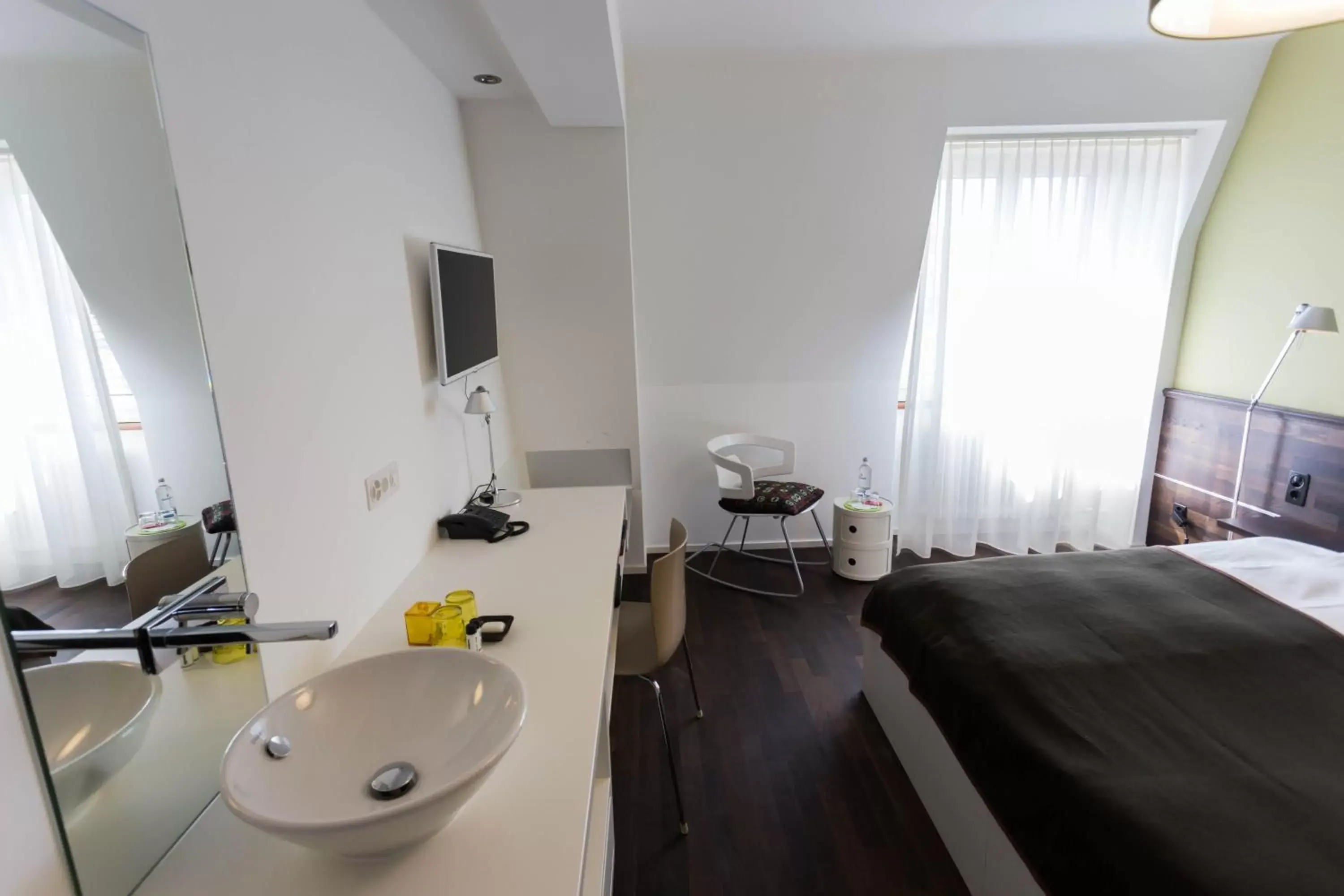 Bed, Bathroom in Design Hotel Plattenhof