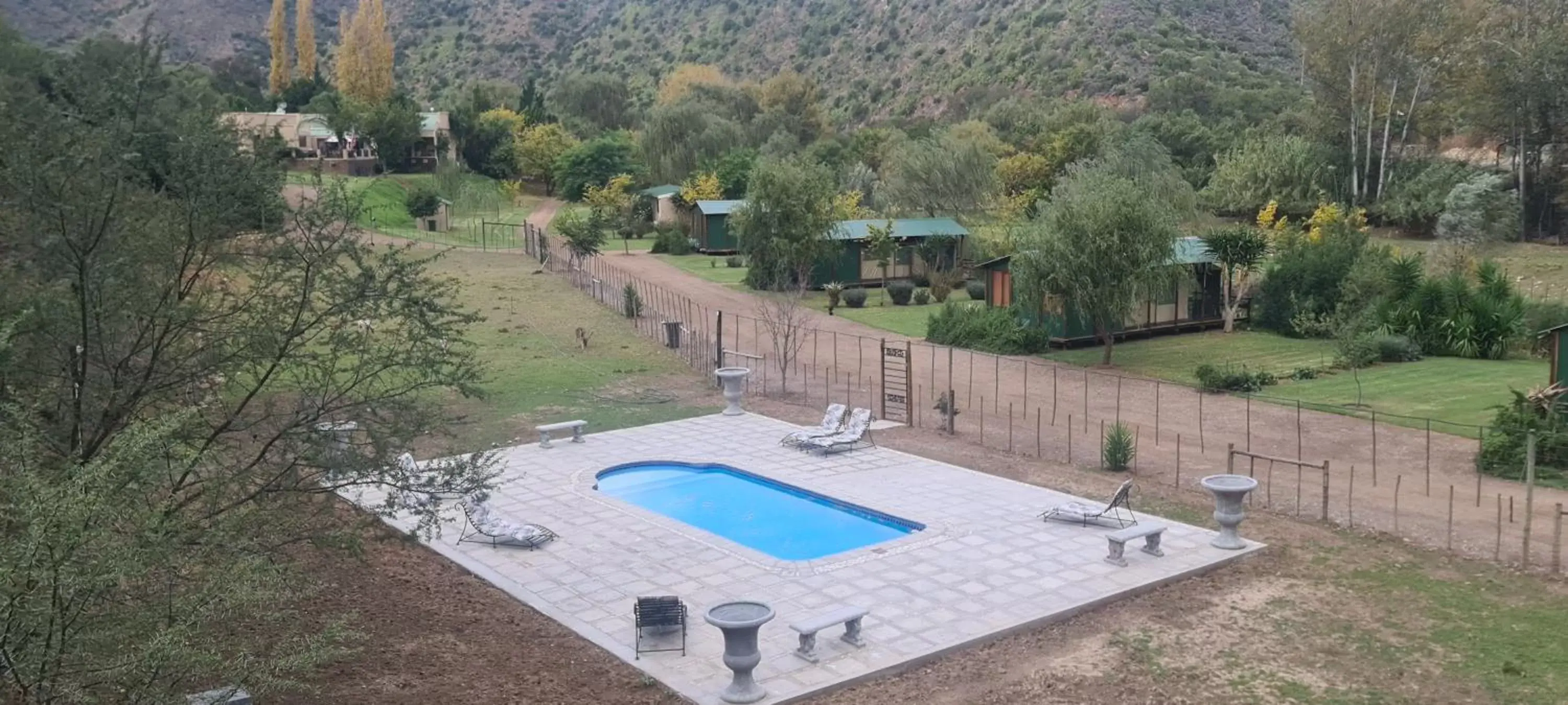 Mountain view, Pool View in Old Mill Lodge, Seasonal Working Ostrich Farm & Restaurant, Oudtshoorn