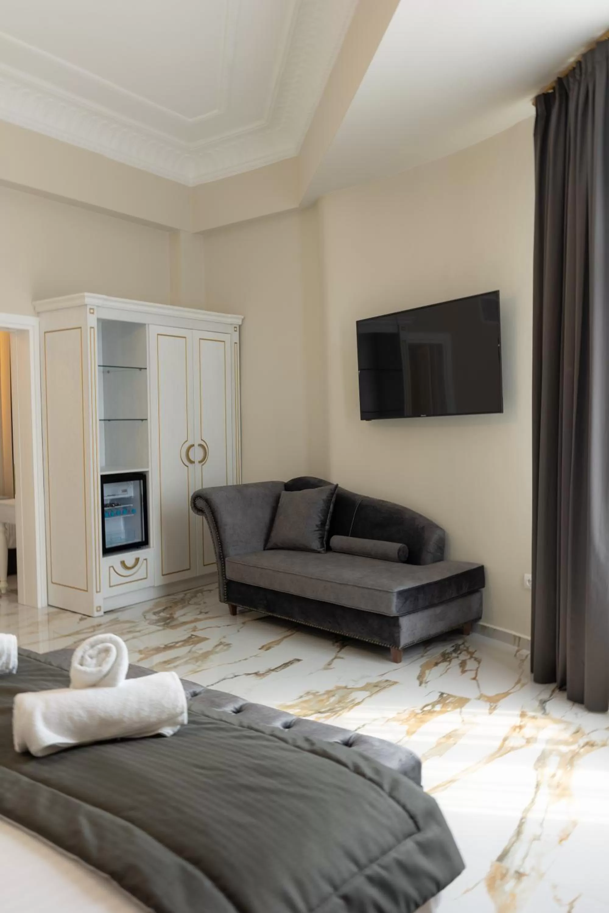 Bed in Modern Revival Luxury Hotel